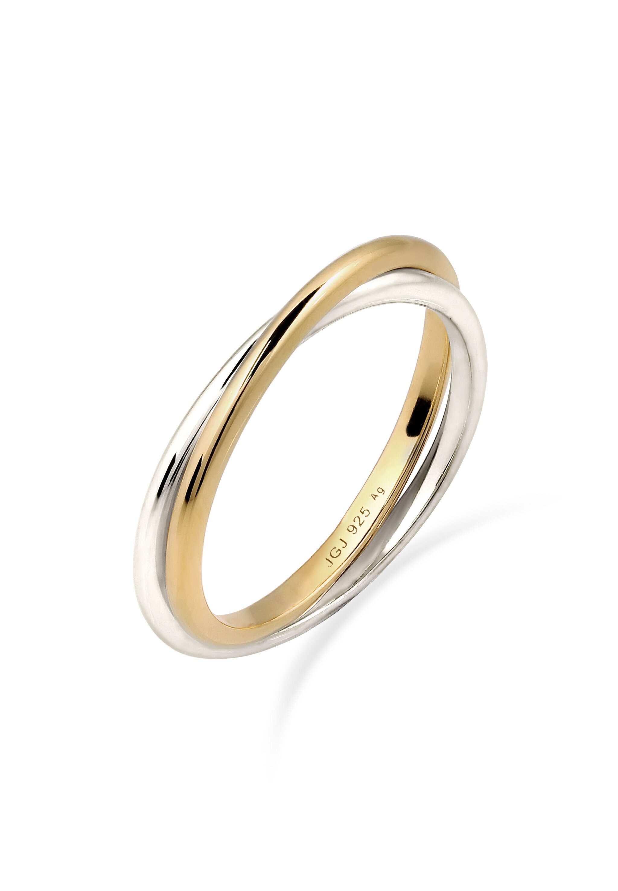 Elli Fingerring Wickelring Bicolor 925 Sterling Silber vergoldet