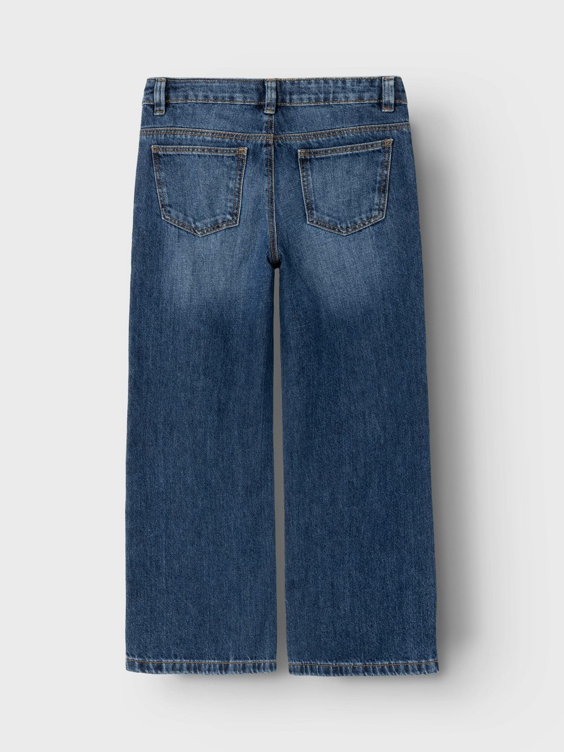 Name It Weite Jeans NKFROSE für Mädchen mit weitem Bein und klassischem Sitz normal, Denim, Abriebeffekte, Reißverschluss