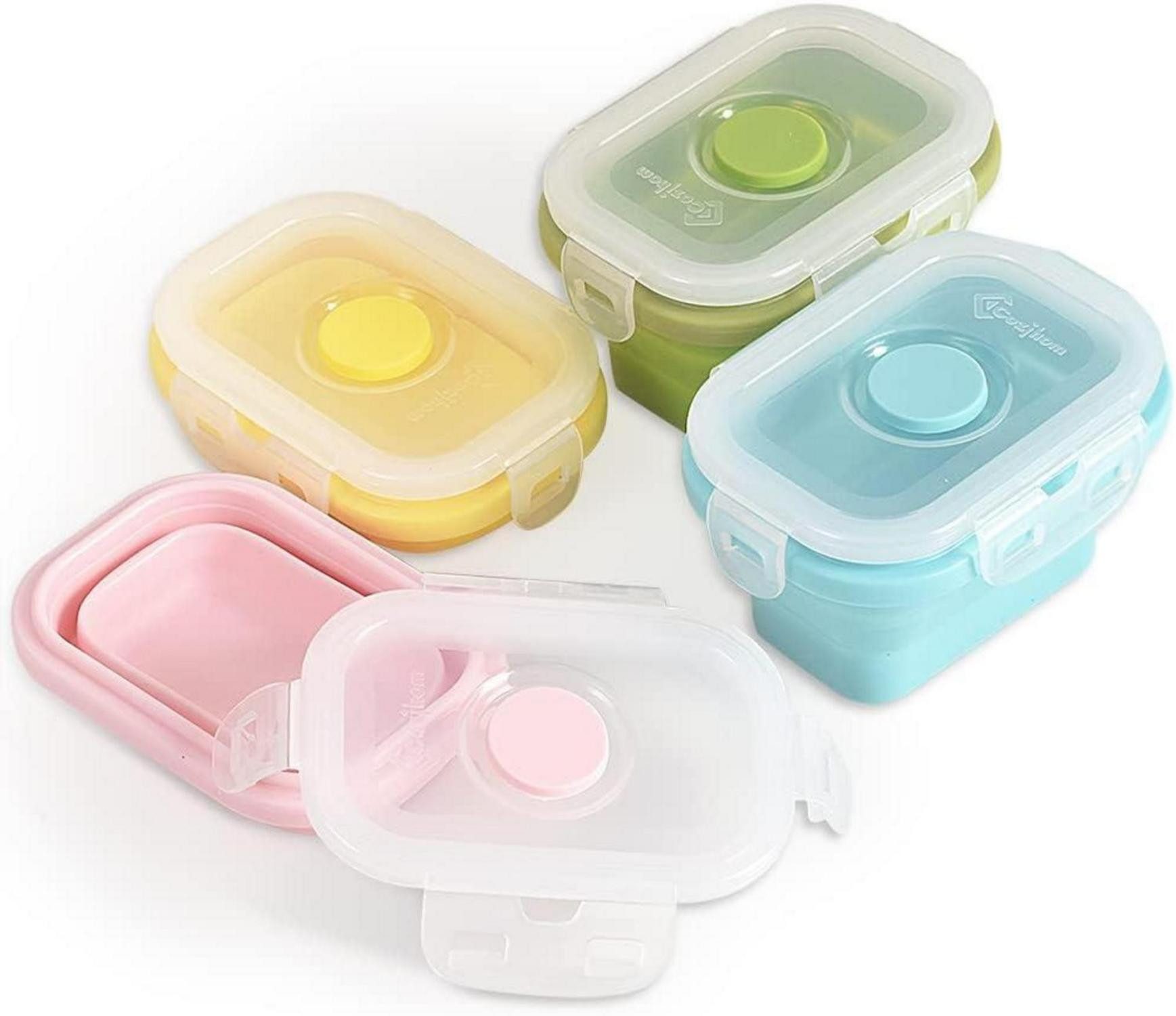 Küchenorganizer-Set Zusammenklappbare Silikon-Lebensmittelbehälter 150 ml, 4er Pack