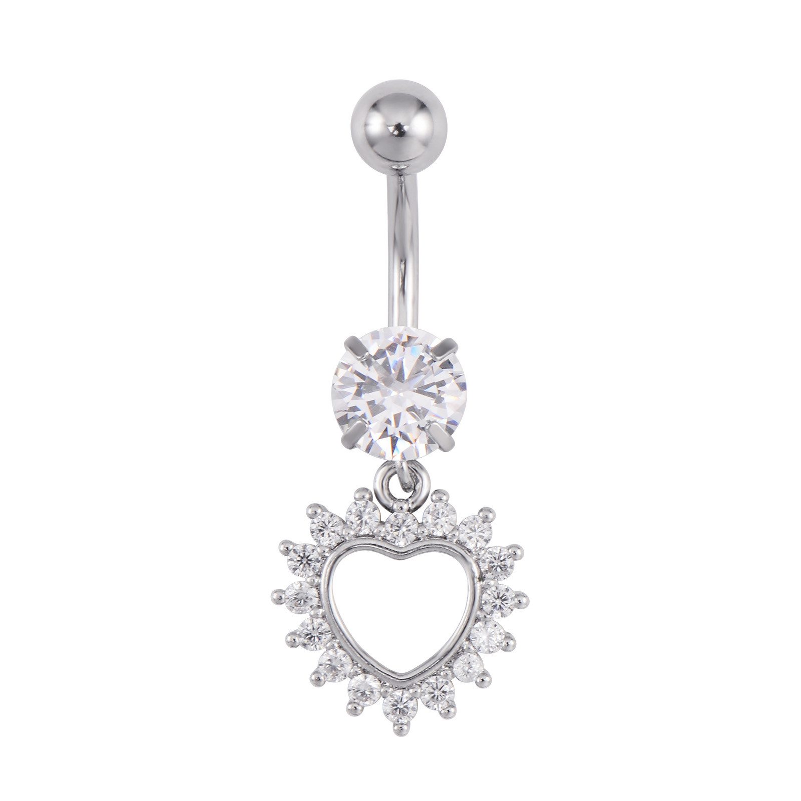 Bauchnabelpiercing Edelstahl Nabel Piercing Stecker Anhänger Herz Liebe HB576
