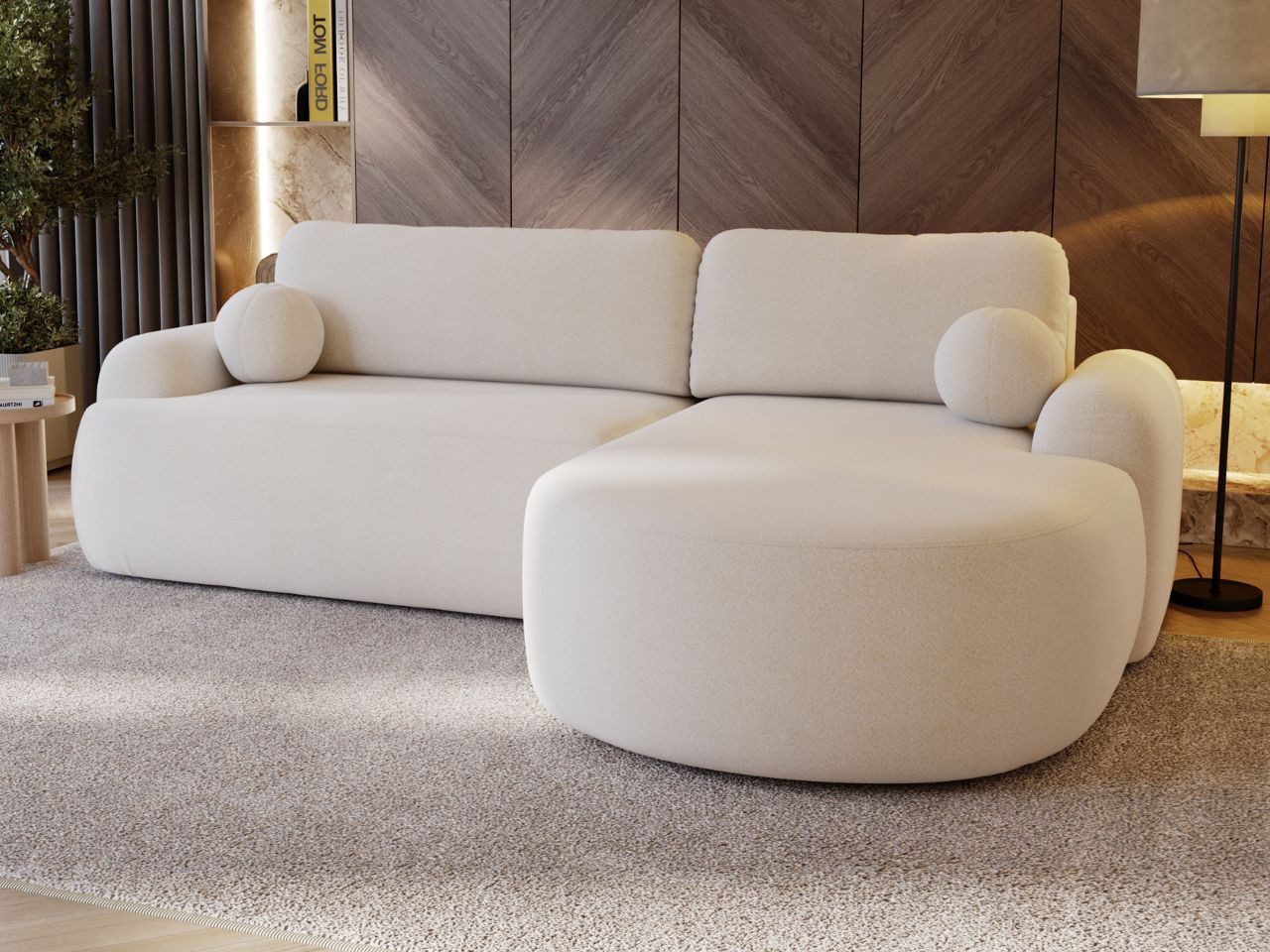 GrainGold Ecksofa L-Form Aurio L, Set, Couch, T30-Schaum, Wellenfederkern, Schlaffunktion, Bettkasten
