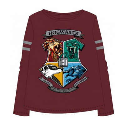 EplusM T-Shirt Harry Potter Langarm-Shirt - Hogwarts Wappen farbig, Burgunderrot