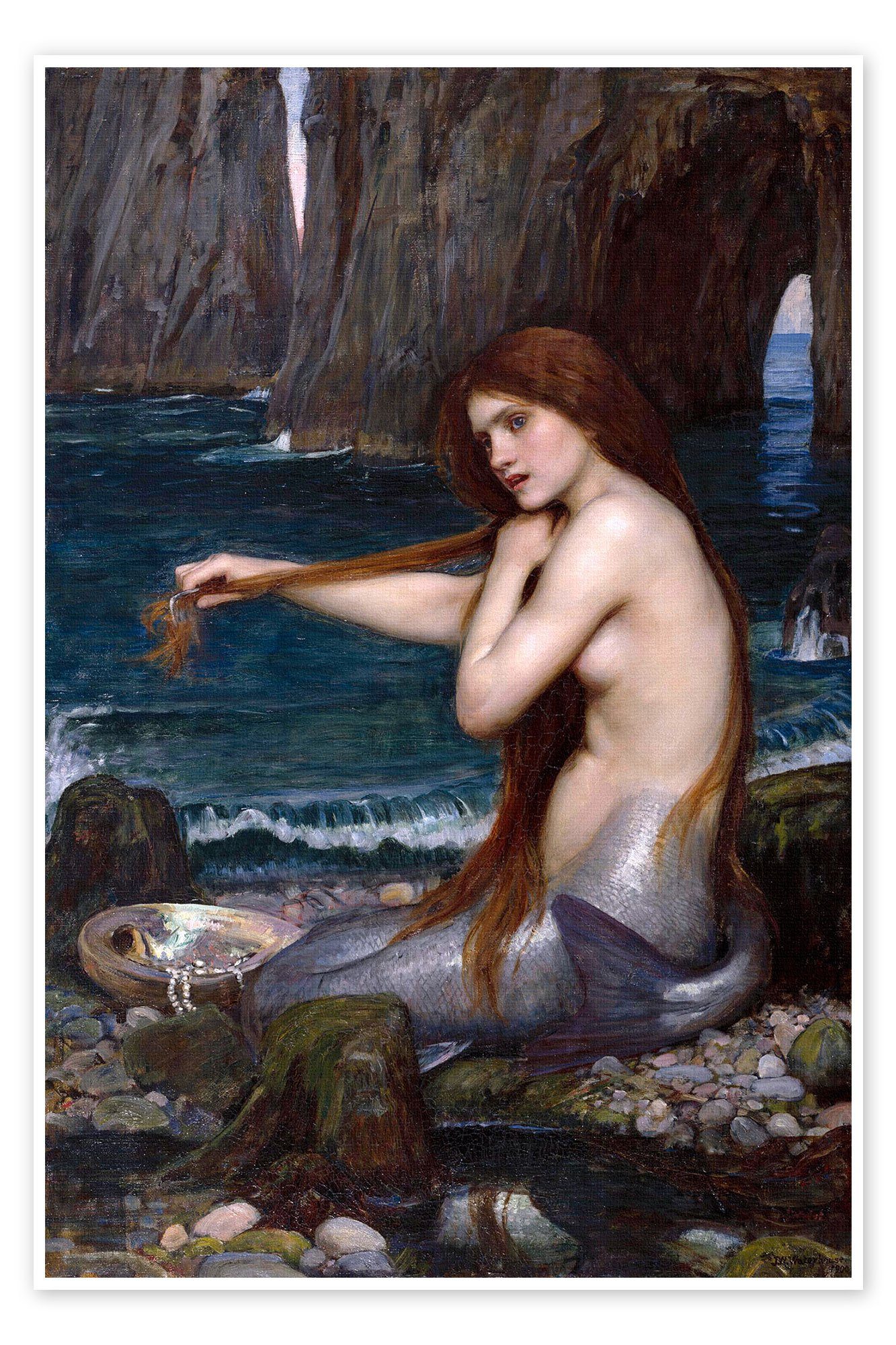 Posterlounge Poster John William Waterhouse, Die Meerjungfrau, Wohnzimmer Malerei