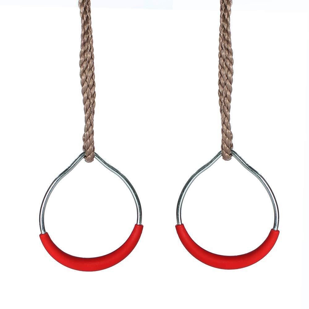 Gartenpirat Turnring Schaukelringe aus Metall mit Seil Turnringe mit rotem Kunststoffgriff