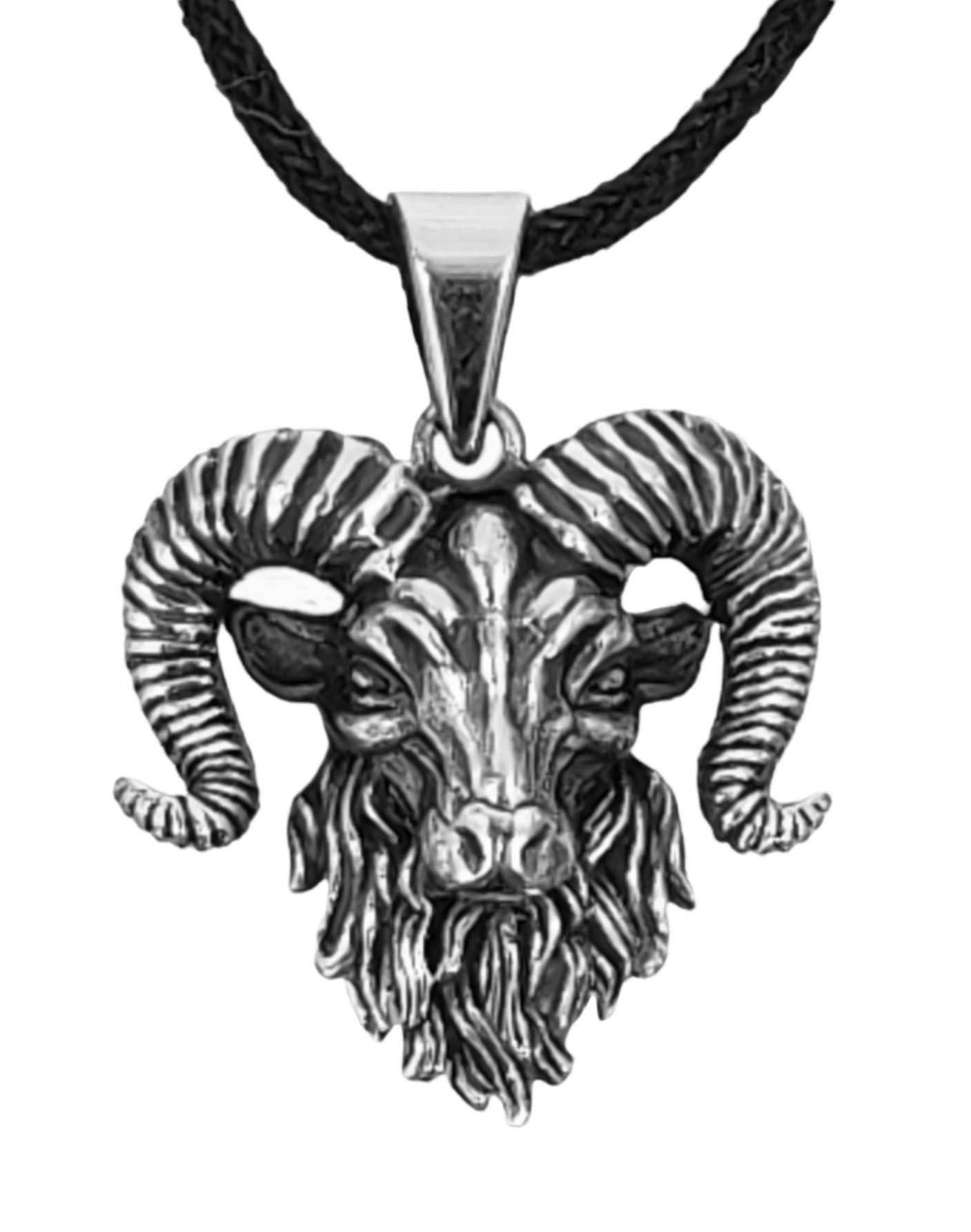 Kiss of Leather Kettenanhänger Widder Anhänger 925 Sterling Kopf Widderkopf Schaf Ziege Nr.432