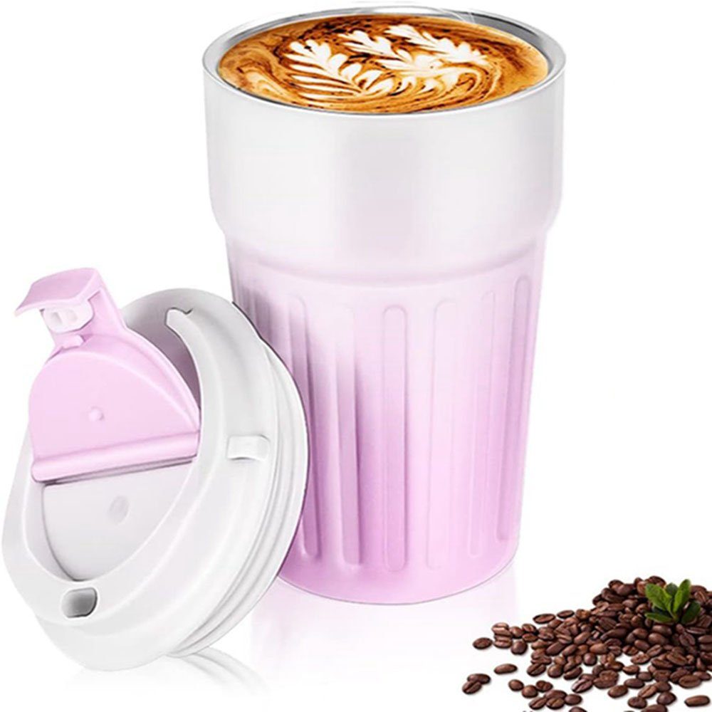 Edelstahl, Thermo-Kaffeebecher Ronner UG 400ml Isolierflasche Rosa Thermobecher Kaffeetassen