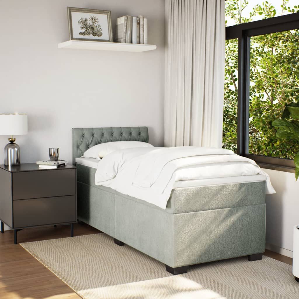 vidaXL Bett Boxspringbett mit Matratze Hellgrau günstig online kaufen