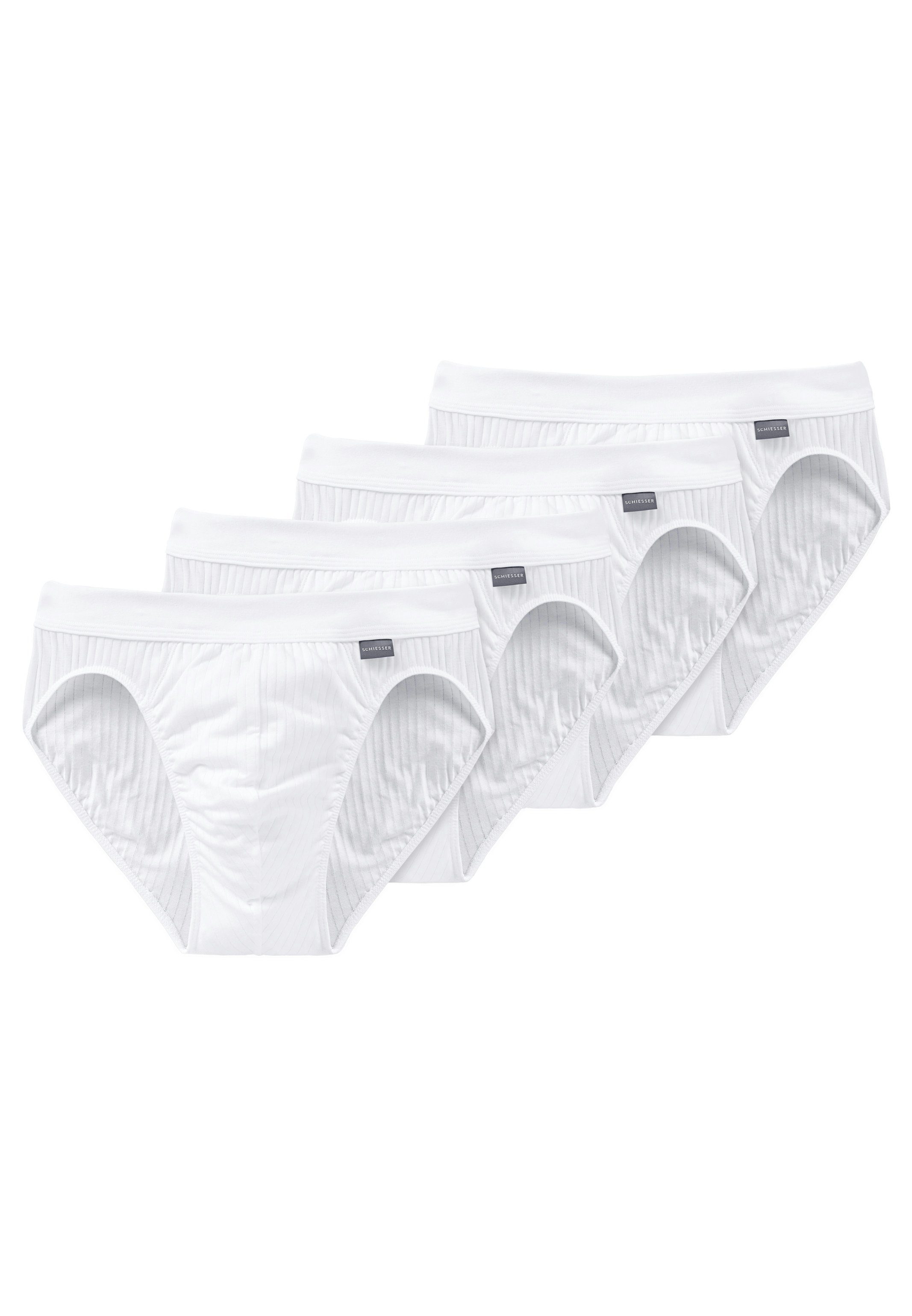 Baumwolle (Spar-Set, Unterhose Ohne Slip Essentials Pack Slip 4-St) Eingriff / Cotton - - - Schiesser Weiß Authentic 4er Blickdicht Rio