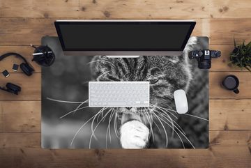MuchoWow Gaming Mauspad Katze wäscht sich selbst (1-St), Büro für Tastatur und Maus, Mousepad Gaming, 90x60 cm, XXL, Großes