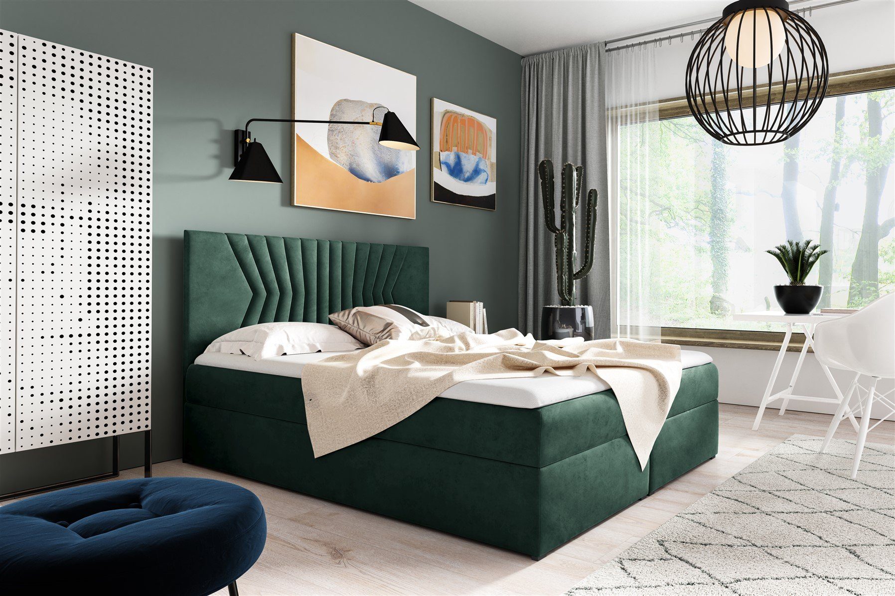 Fun Möbel Boxbett Schlafzimmerbett LAZARO Nr.2 in Stoff Fresh (inkl. Bettkästen, inkl. Kaltschaumtopper), eingebautes Liftsystem für Bettkästen
