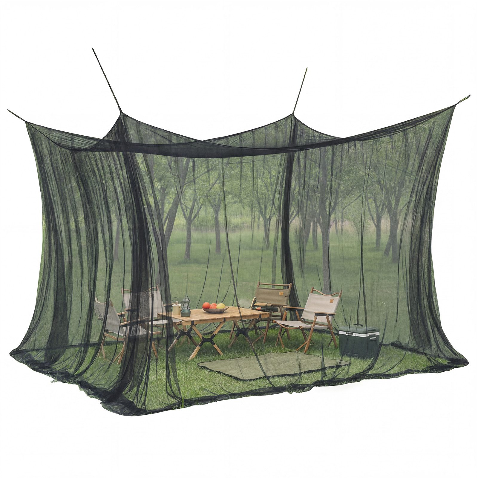 Sekey Moskitonetz Moskitonetz 300 x 300 x 250 cm Pavillon Outdoor Reise, Fliegennetz für Doppelbett Schwarz Garten Camping Insektenschutz