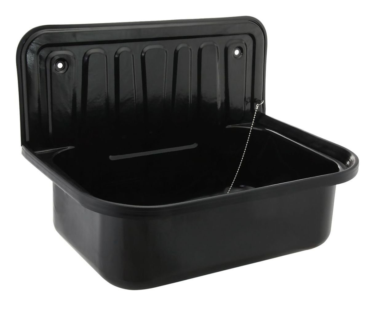 Tuganna Waschbecken Ausgussbecken schwarz, Ausgussbecken aus Stahl, schwarz, für Garten, Keller, Waschküche