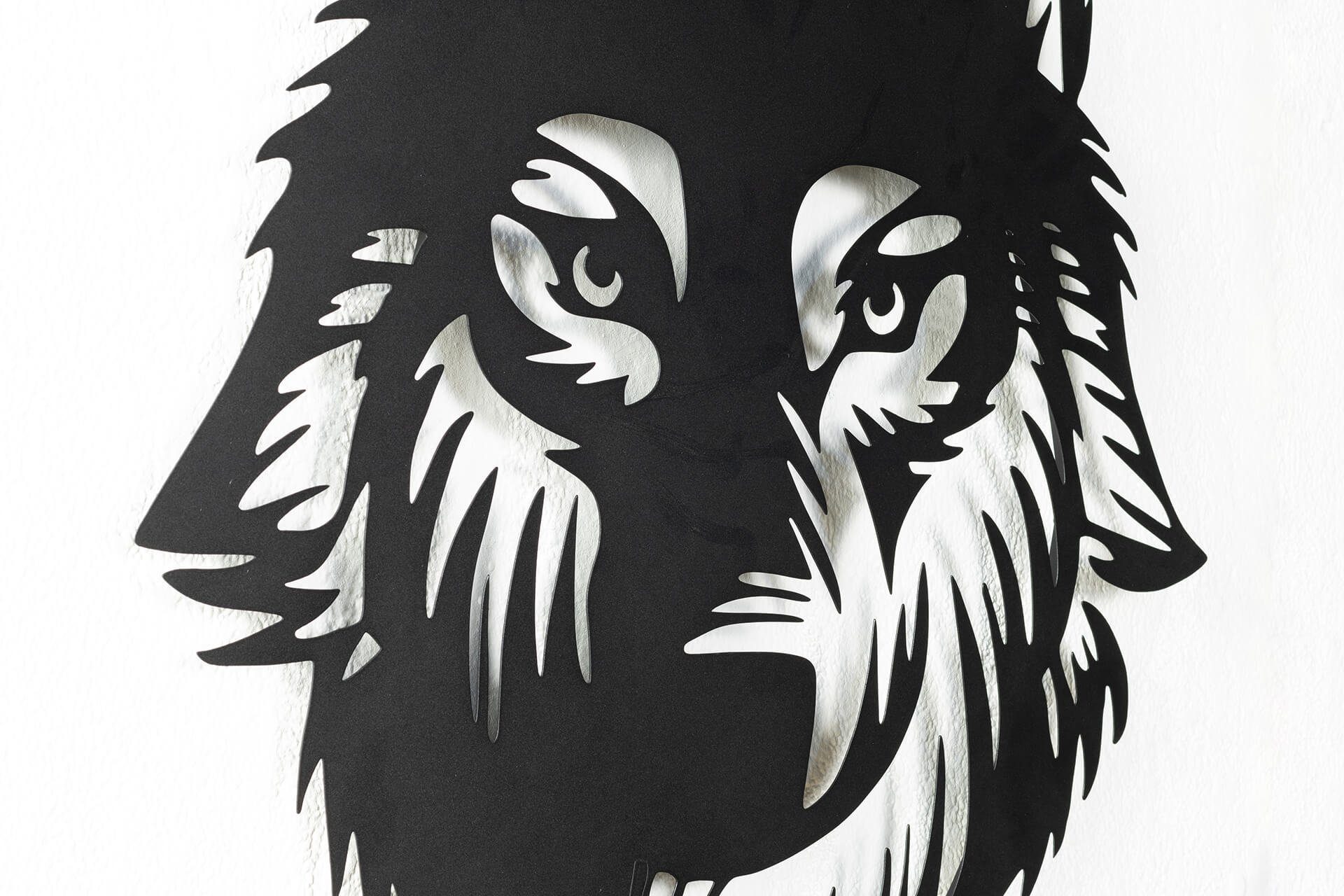 Wanddekoobjekt Metall Wanddeko Geschichte handgefertigte Wolfs KUNSTLOFT des 68x82x2 cm,