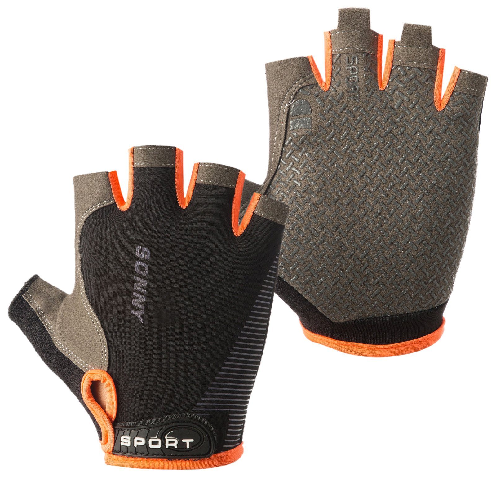 Atmungsaktiv, Rudern Sunicol Fingerhandschuhe, Halbe zum Wandern Angeln Paddeln Fahrradhandschuhe Orange Segeln UV-Sonnenschutz