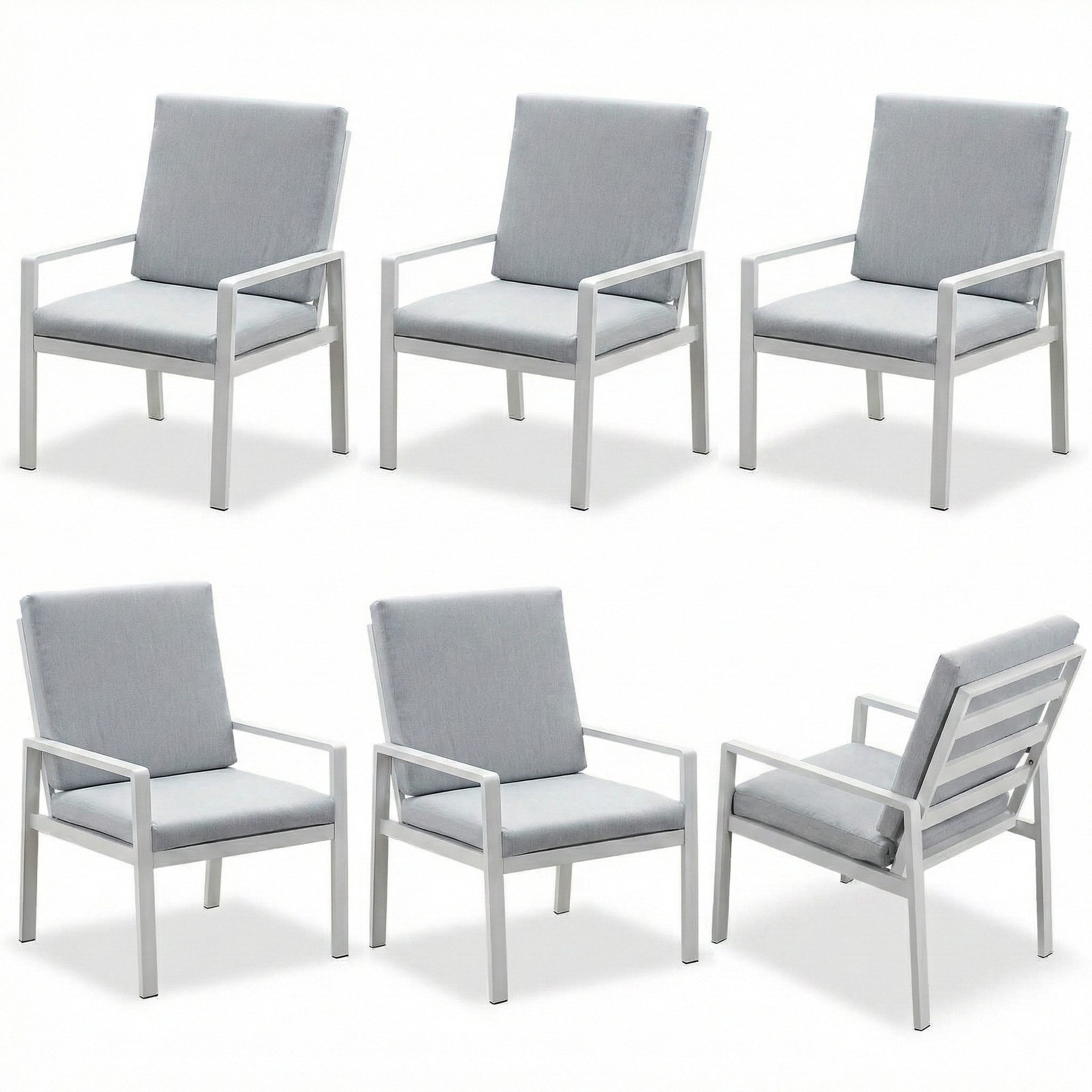 MeXo Gartenlounge-Set Lounge Gartenmöbelset Aluminium Wetterfest, (6-tlg., 6 x Sessel, 12 x Kissen), Loungemöbel Outdoor wetterfest für 6 Personen