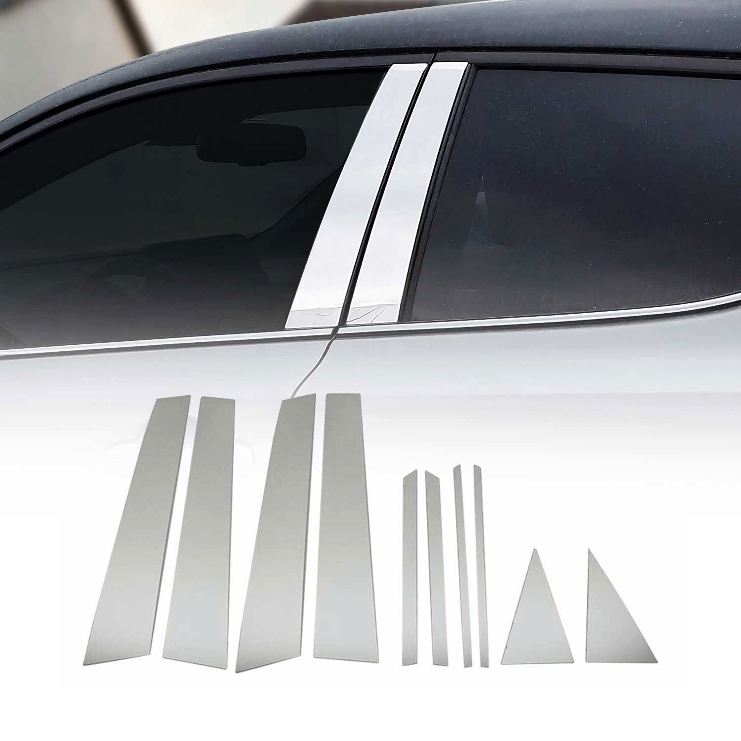 OMAC Zierleisten-Aufkleber B-Säule C-Säule Türsäulen für Seat Ibiza 2017-2021 Chrom Silber 10x, (10tlg), Langlebig,Einfache Reinigung,Einfache Installation,Rostbeständig