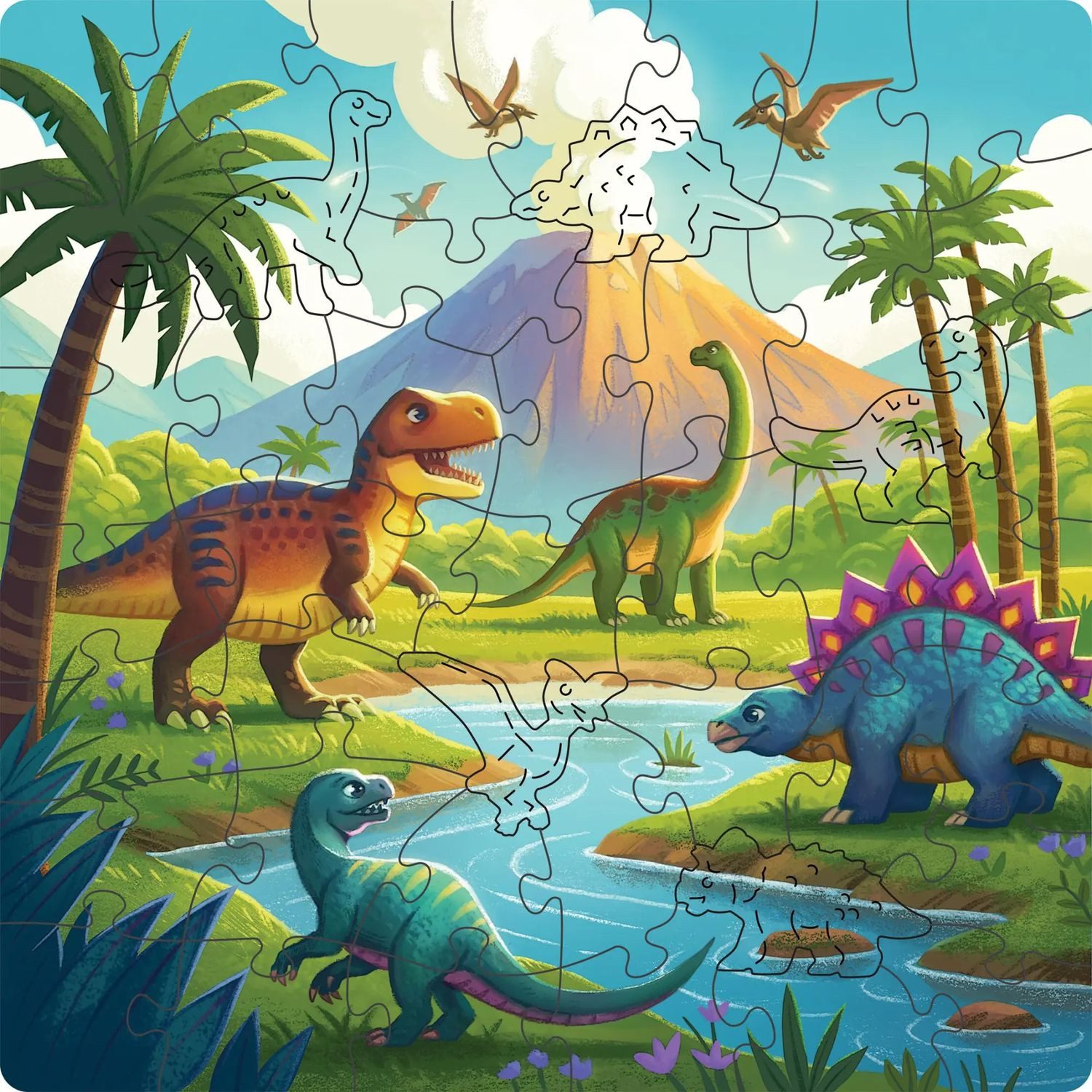 Puzzle Kinderpuzzle 44 Teile - Dinosaurier Welt