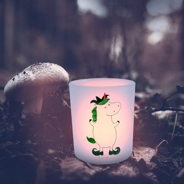 Mr. & Mrs. Panda Windlicht Einhorn Joker - Transparent - Geschenk, Kerzenglas, Teelichthalter, W (1 St), Hitzebeständig