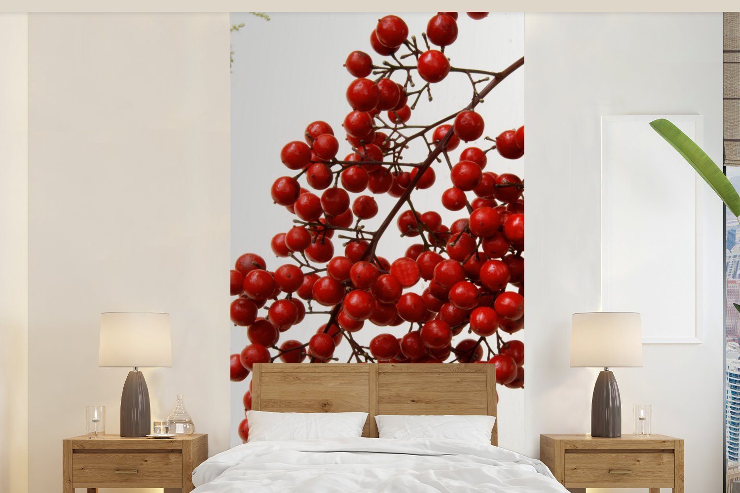MuchoWow Fototapete Beeren - Stilleben - Rot, Matt, bedruckt, (2 St), Vliestapete für Wohnzimmer Schlafzimmer Küche, Fototapete