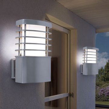 WOFI Außen-Wandleuchte, Leuchtmittel nicht inklusive, Außen Wand Lampe Garten Beleuchtung Terrassen Edelstahl