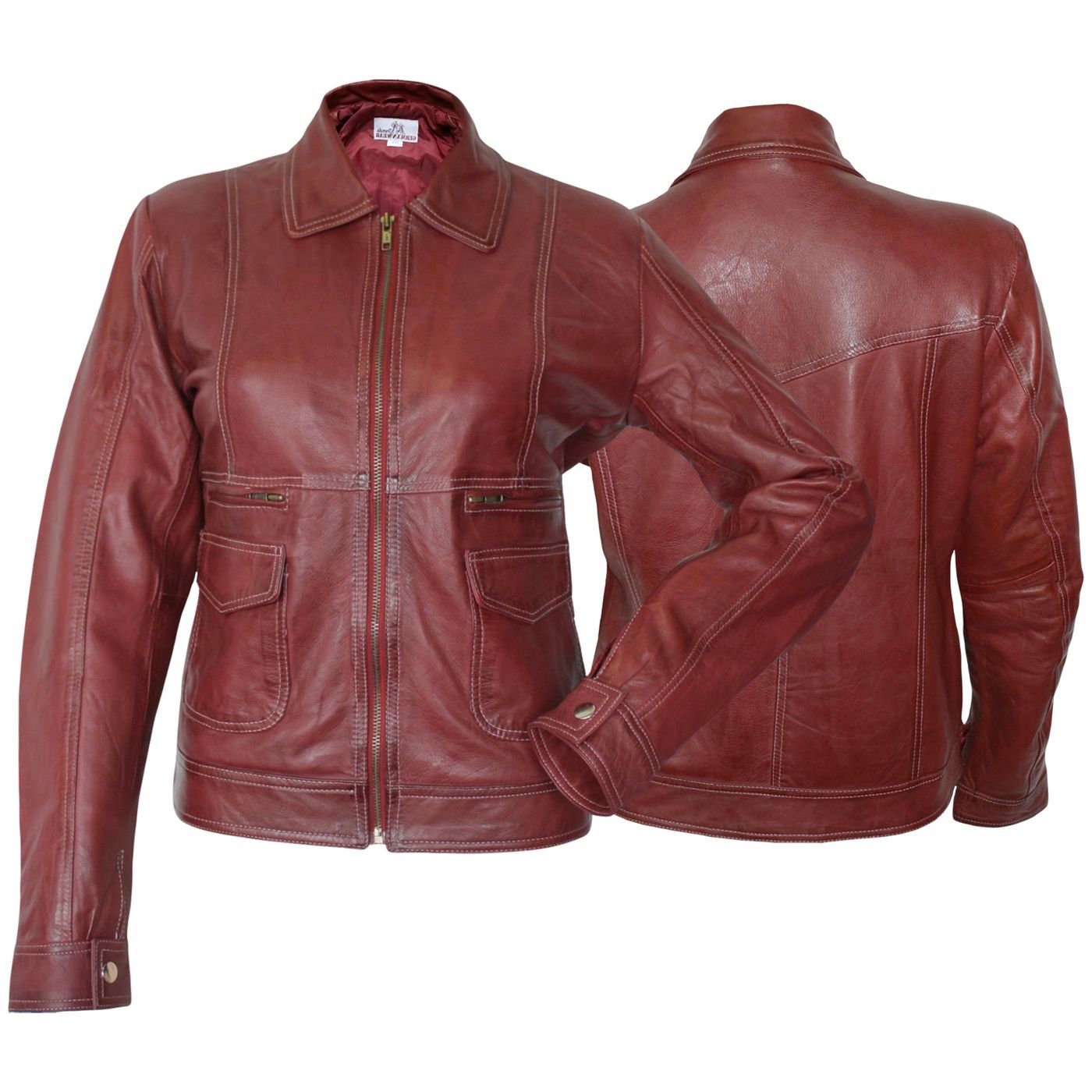 German Wear Lederjacke Trend 400J red Damen Lederjacke Jacke aus Lamm Nappa  Leder Rot