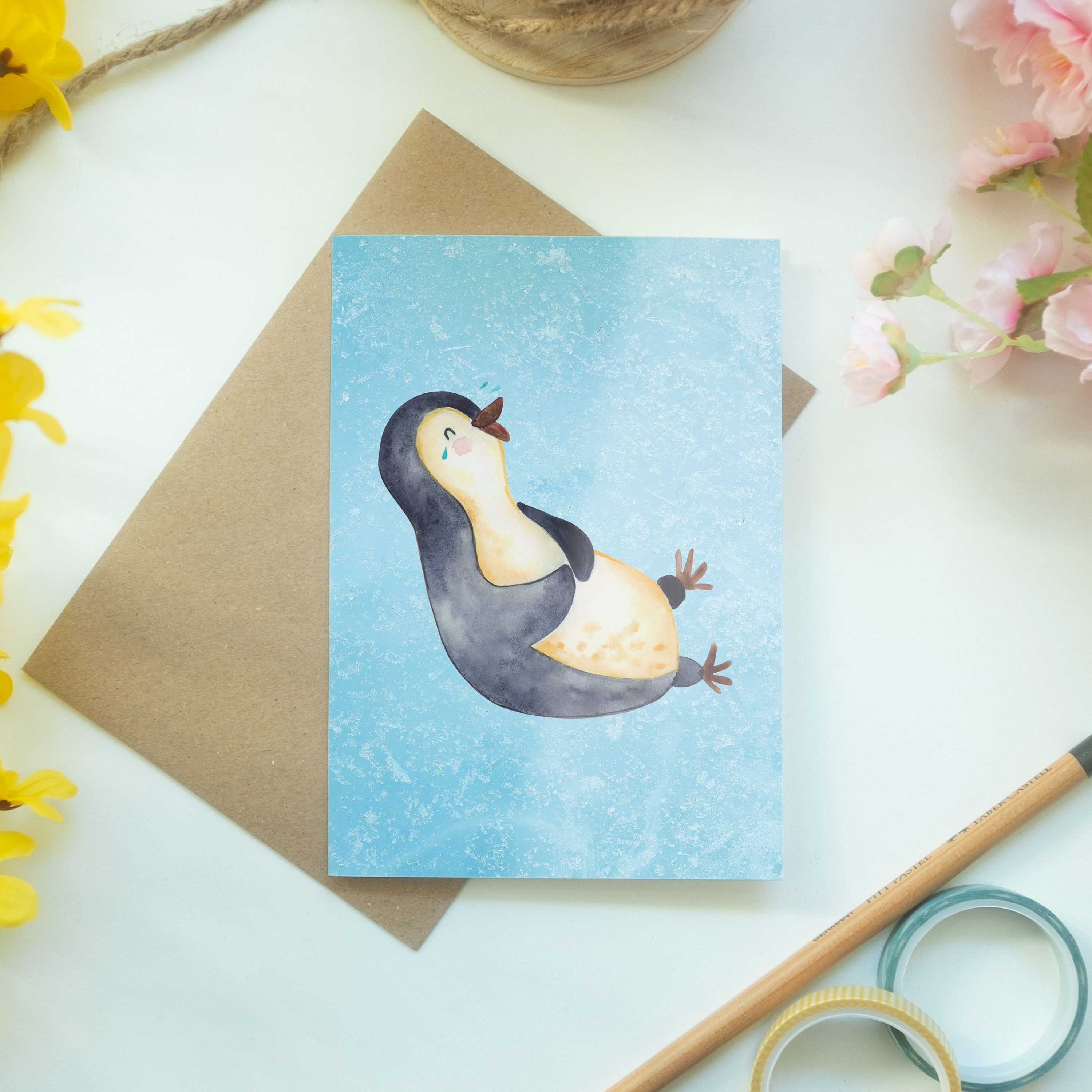 Mrs. Grußkarte Geburtstagskarte, - lachend Klappkarte, K Panda Geschenk, - Pinguin Mr. Eisblau &