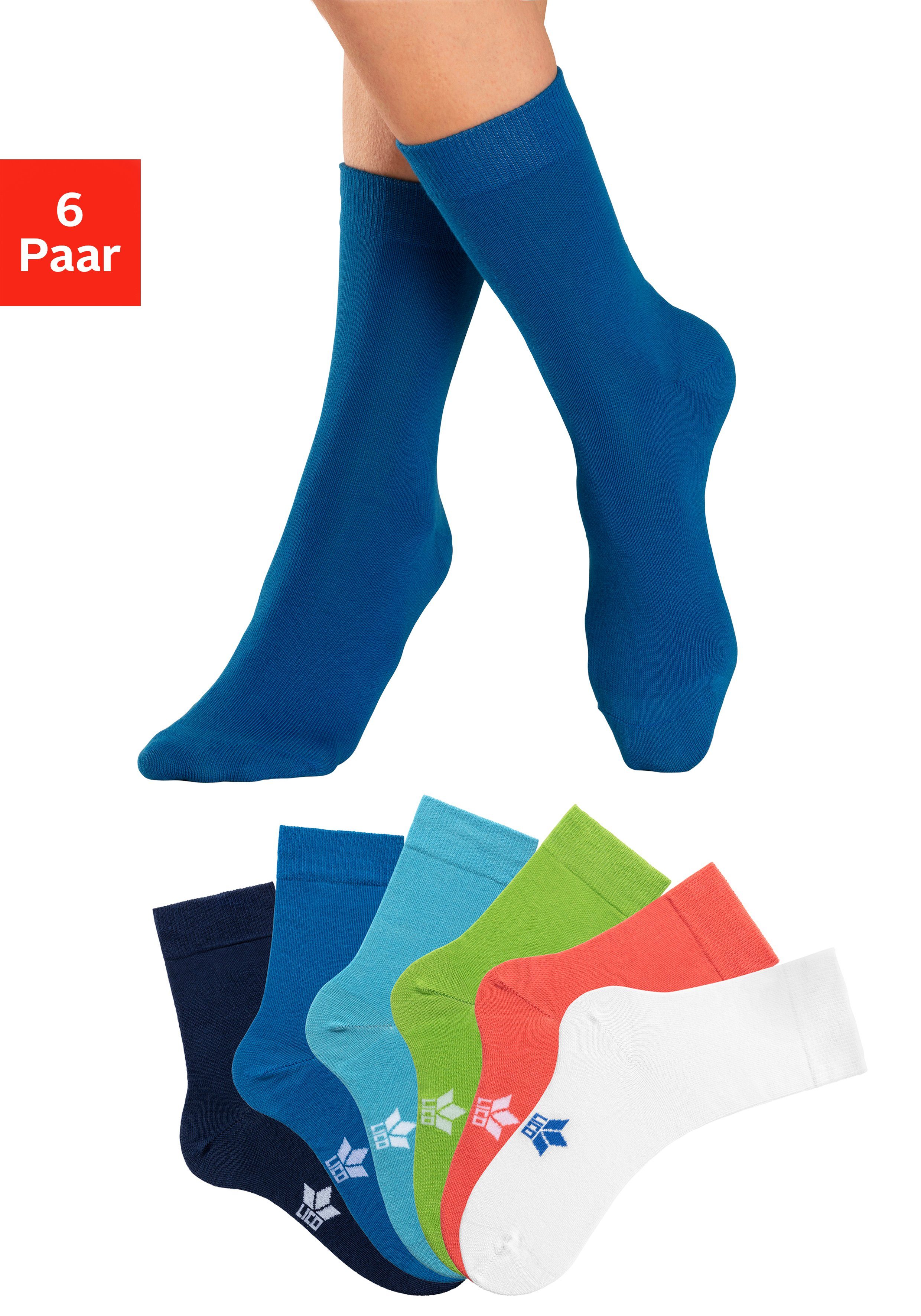 Lico Freizeitsocken (6-Paar) in bunter Farbkombi | Lange Socken