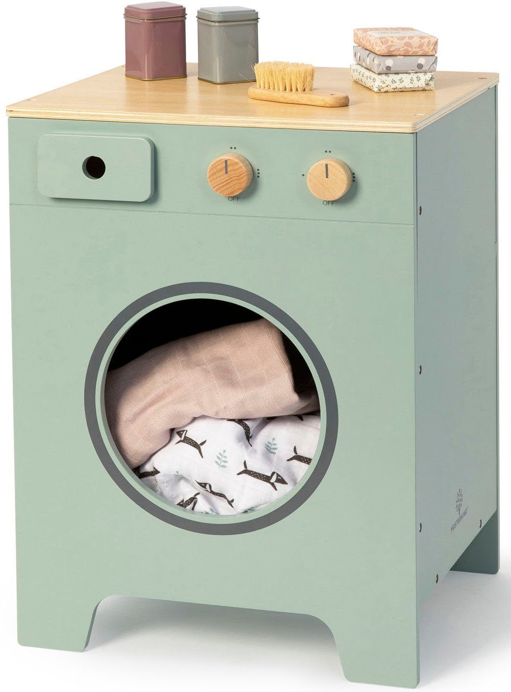 MUSTERKIND® Kinder-Waschmaschine Mix & Match, salbei/natur, FSC®-Holz aus gewissenhaft bewirtschafteten Wäldern