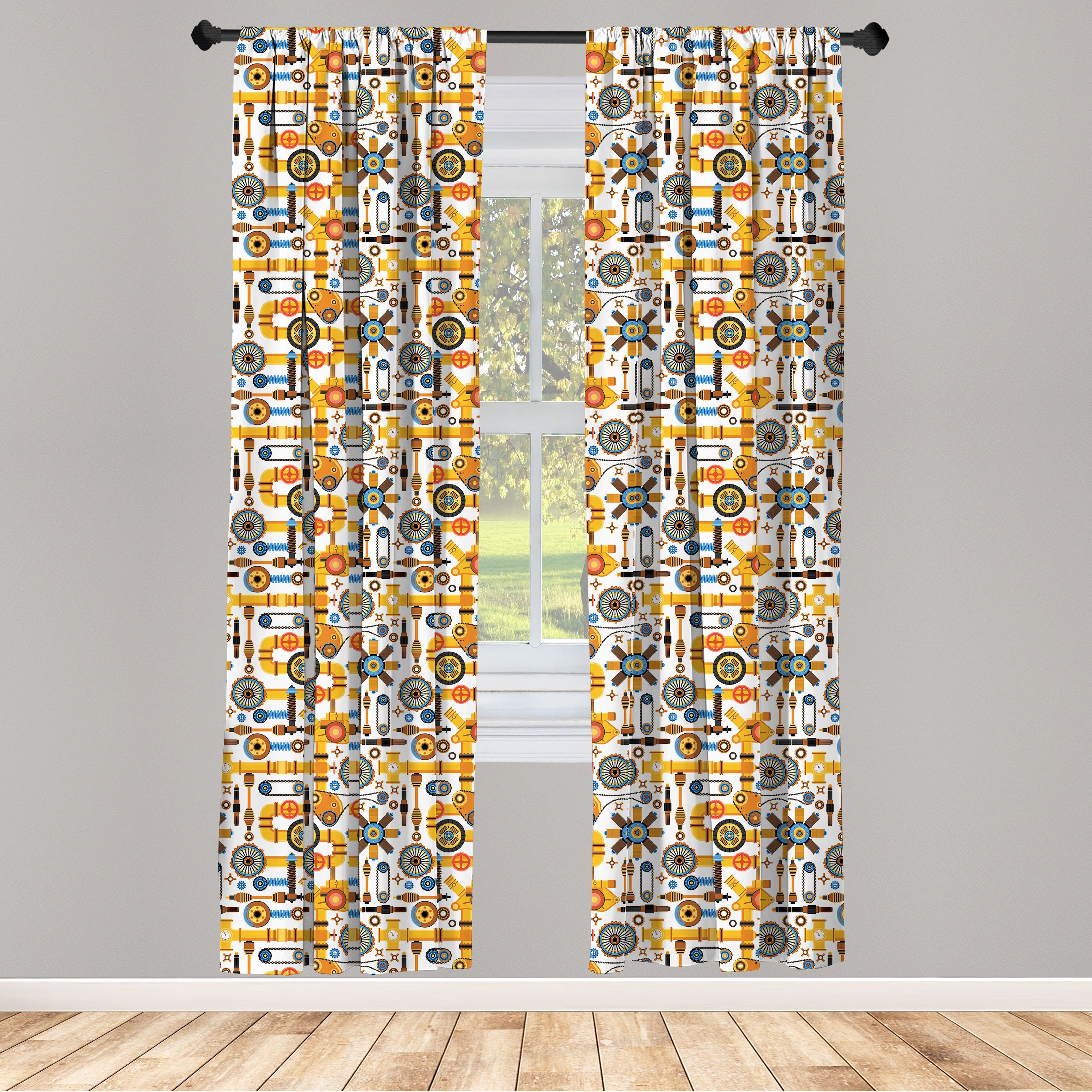 Gardine Vorhang für Dekor, Schlafzimmer Industrie Steampunk Elements Wohnzimmer Abakuhaus, Microfaser