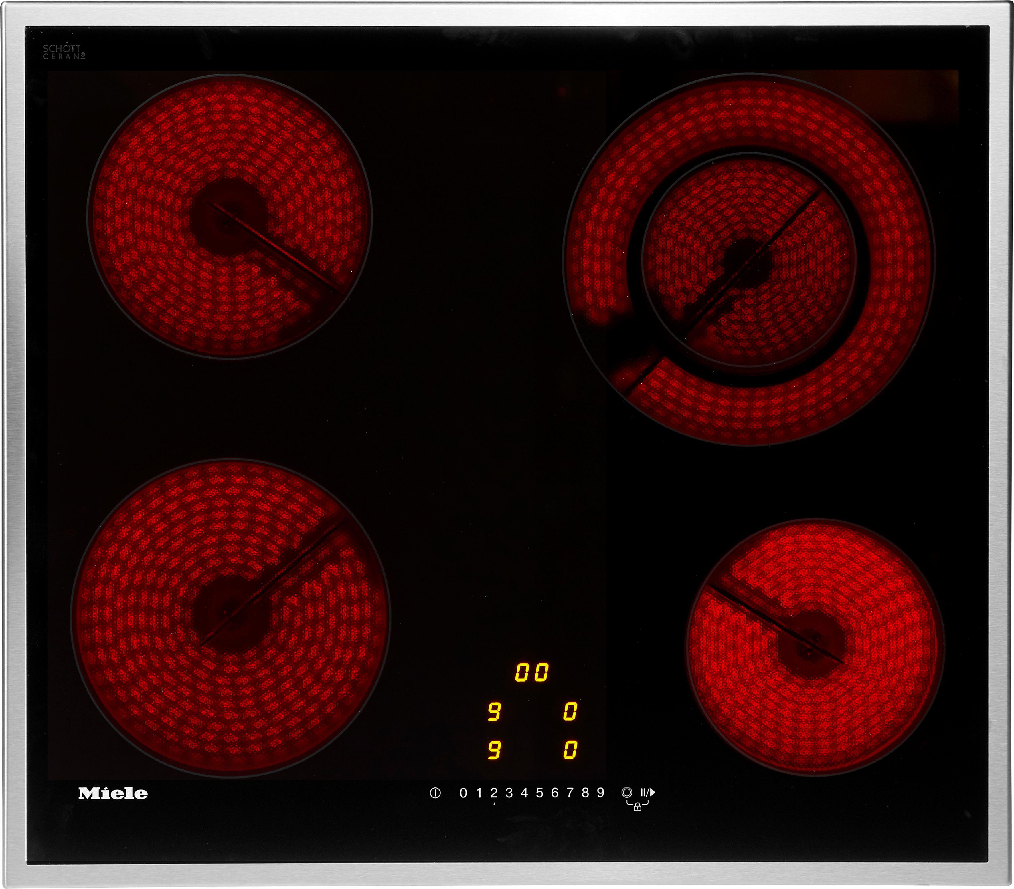 Miele Elektro-Kochfeld KM 6520 FR, Sicher – dreistufige Restwärmeanzeige für jede Kochzone
