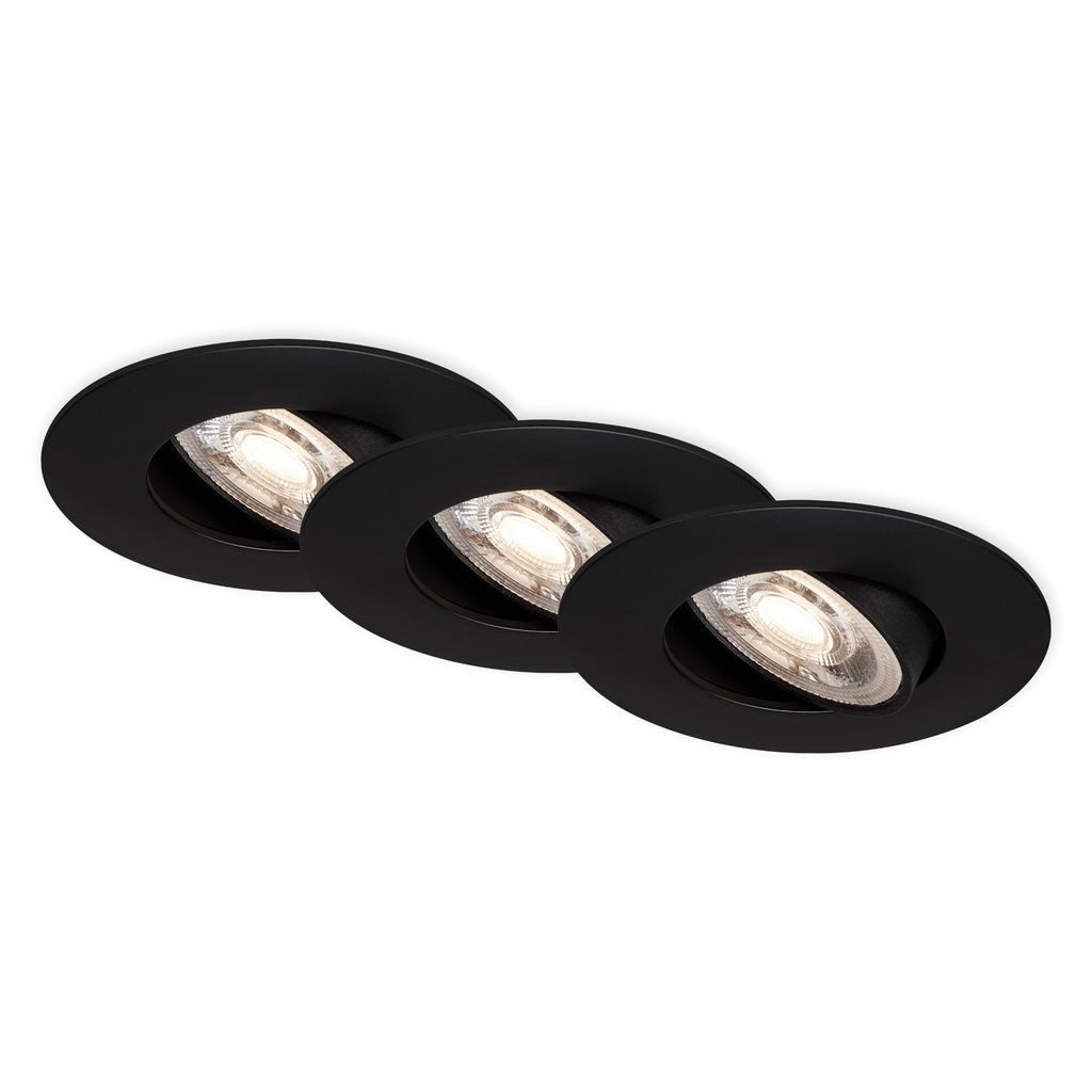 Briloner Leuchten LED Einbaustrahler 7602035, Dimmfunktion, LED fest integriert, 2700K - Extra-Warmweiß, 3er Set, 3000 K, chrom-matt, IP65, 9 cm