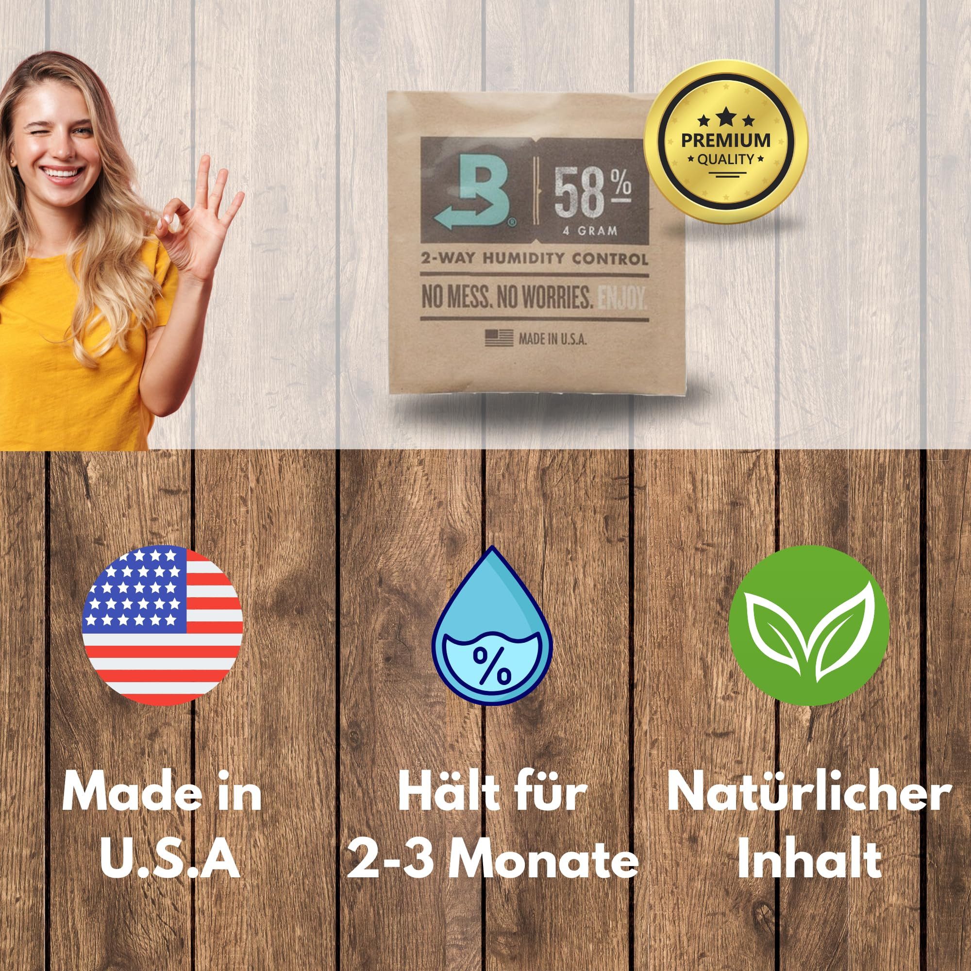 TronicXL Auto-Entfeuchter 4 Stück Größe 4 58% Boveda Pack für C Vault oder Glas Box Grow Grower – Bild 5 von 5
