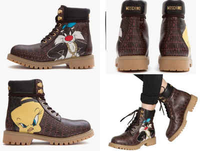 Moschino MOSCHINO DEADSTOCK LOONEY TUNES TWEETY COMBAT ANKLE HIKING BOOTS SCHUH Ankleboots