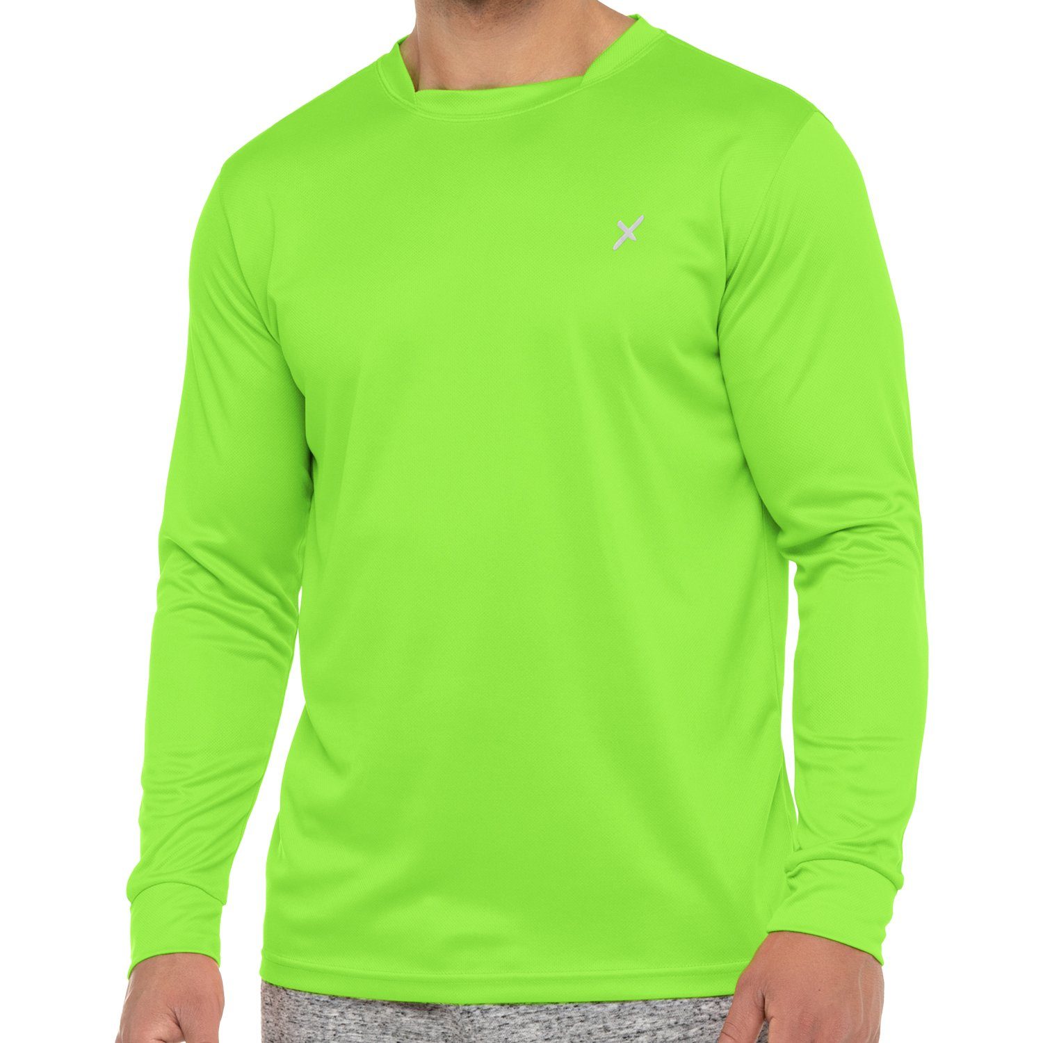 CFLEX Trainingsshirt Herren Quickdry Sport Shirt Langarm, Fitness Piqué Grün Longsleeve,