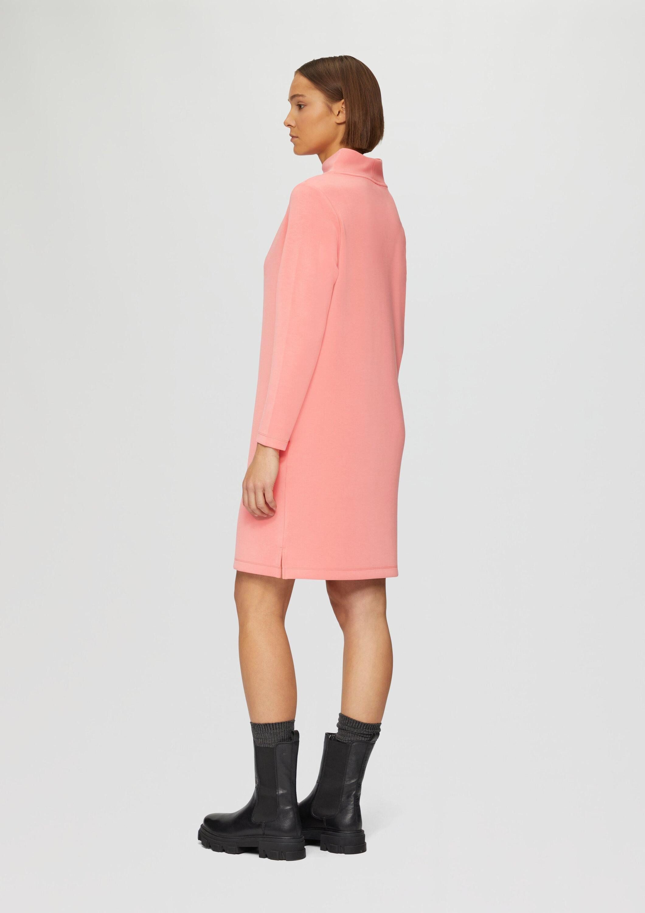 s.Oliver Minikleid Kleid Scuba-Kleid mit Wasserfallkragen und seitlichen Eingrifftaschen