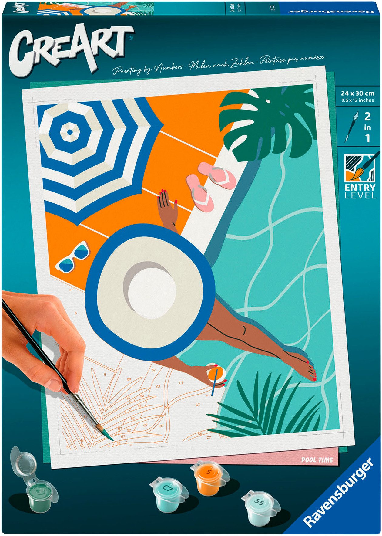 Ravensburger Раскрась по номерам CreArt, Poolzeit, für Erwachsene; Made in Europe