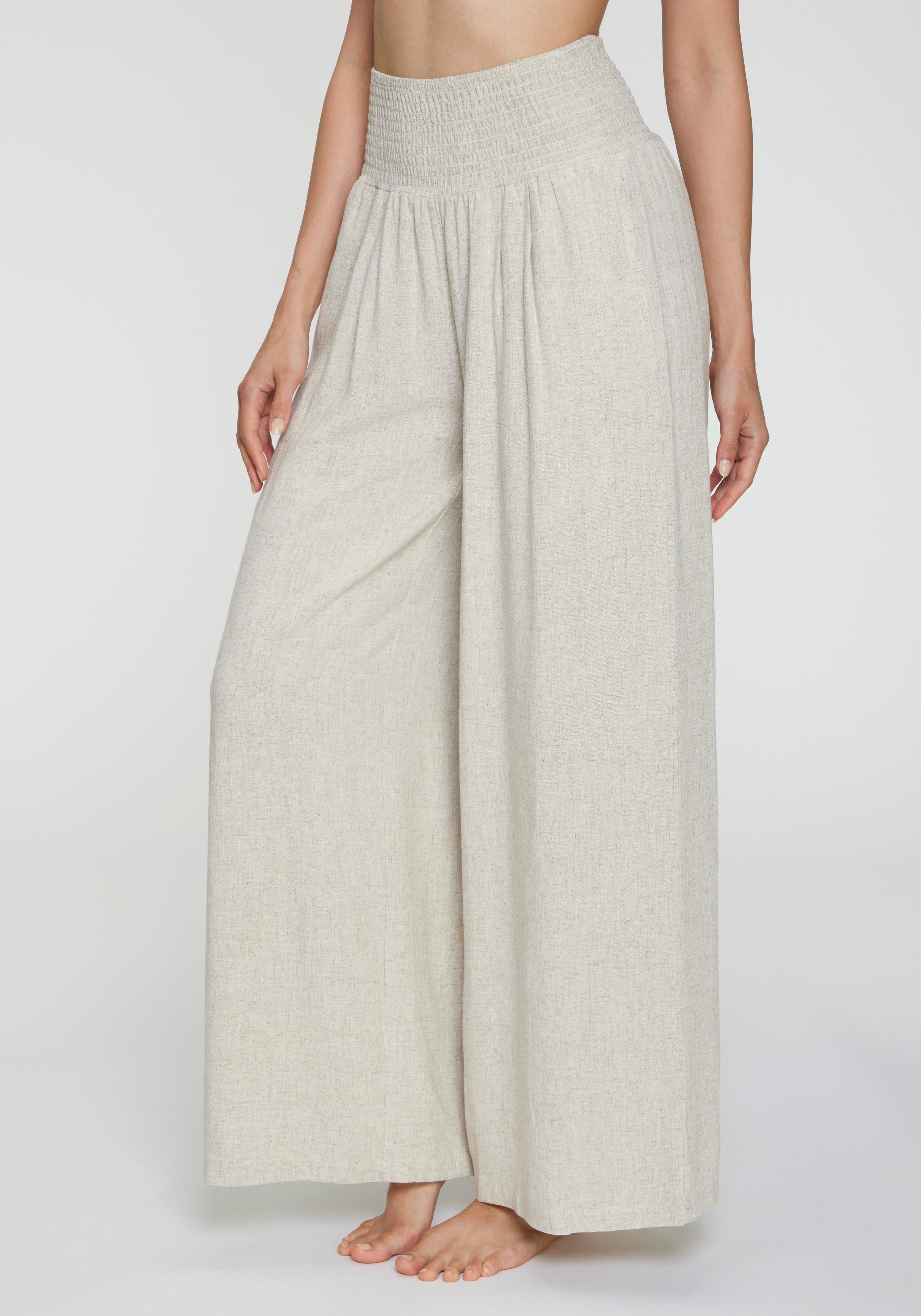 French Connection Leinenhose mit hohem Smokbund weite Palazzohose für den Sommer, lockere Schlupfhose, Strandhose. € 59,99