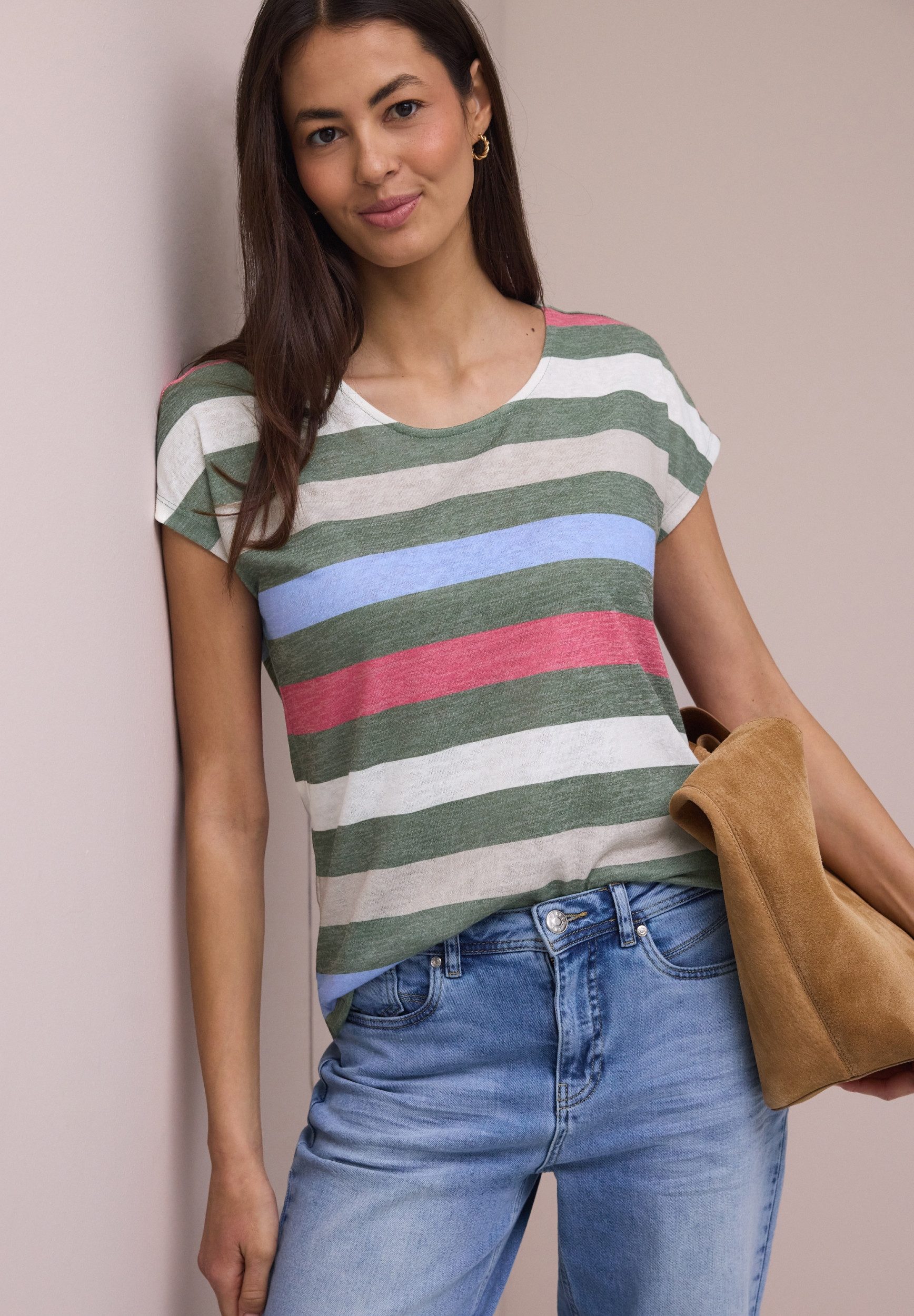 STREET ONE Kurzarmshirt SOL_LTD QR big multicolor stri günstig online kaufen