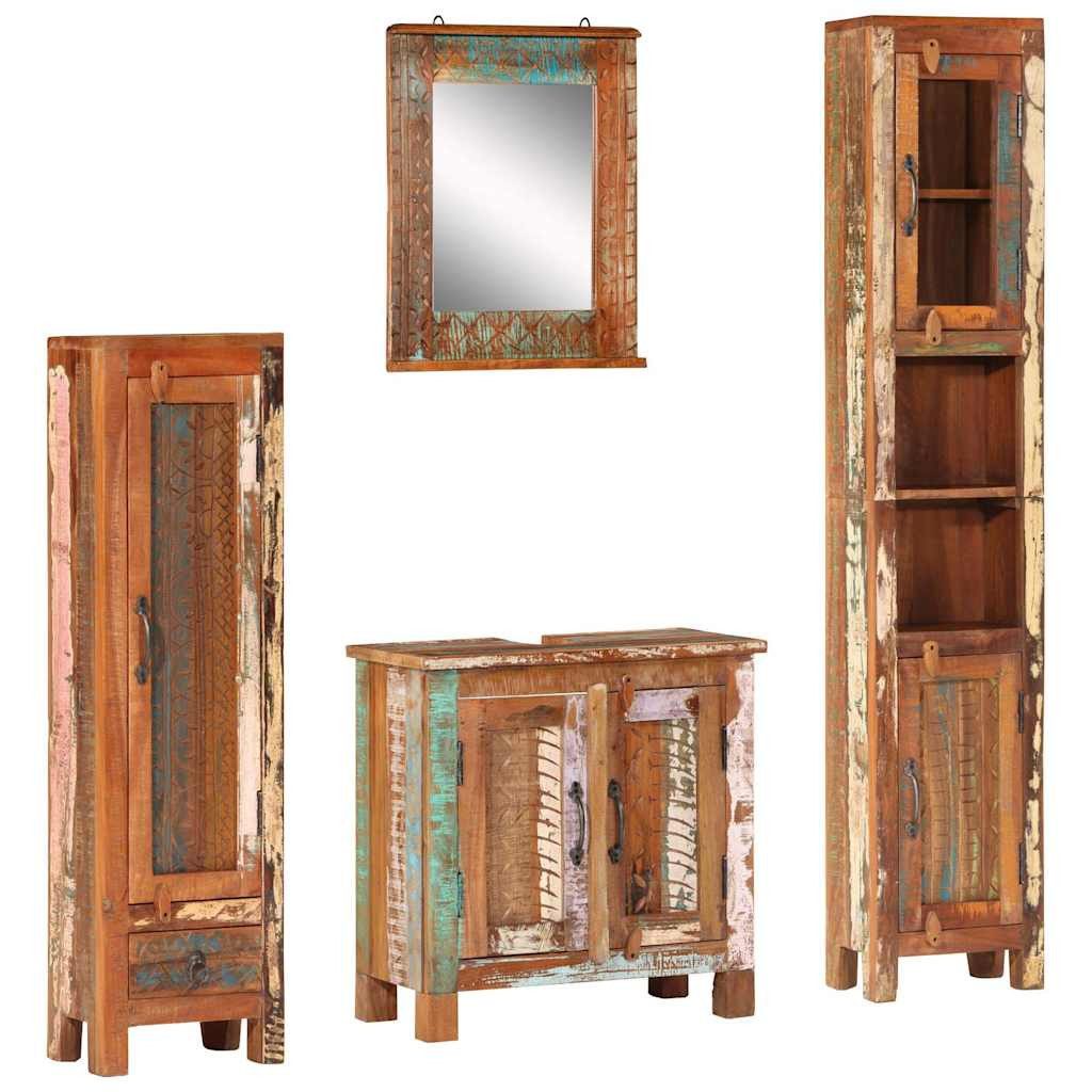 furnicato Badezimmer-Set Badmöbel-Set Massivholz 60x30x60 cm, Stauraum-Set mit Spiegel und zwei Badschränken für dein Badezimmer