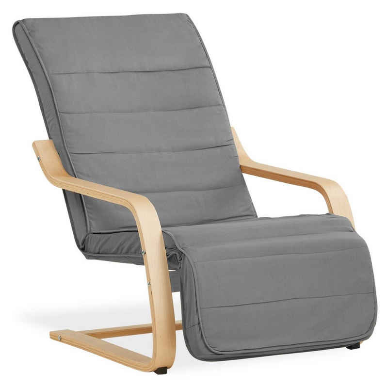 Homestyle4u Relaxsessel Sessel Grau Fernsehsessel Schaukelstuhl, Bezug abnehmbar, Fußteil verstellbar