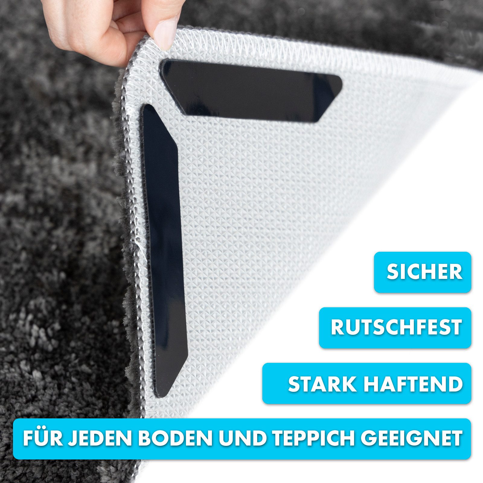 Karat Antirutsch Teppichunterlage Louis, Rutschfeste Teppich-Unterlage, 2,5 x 13 cm, 24 Stück