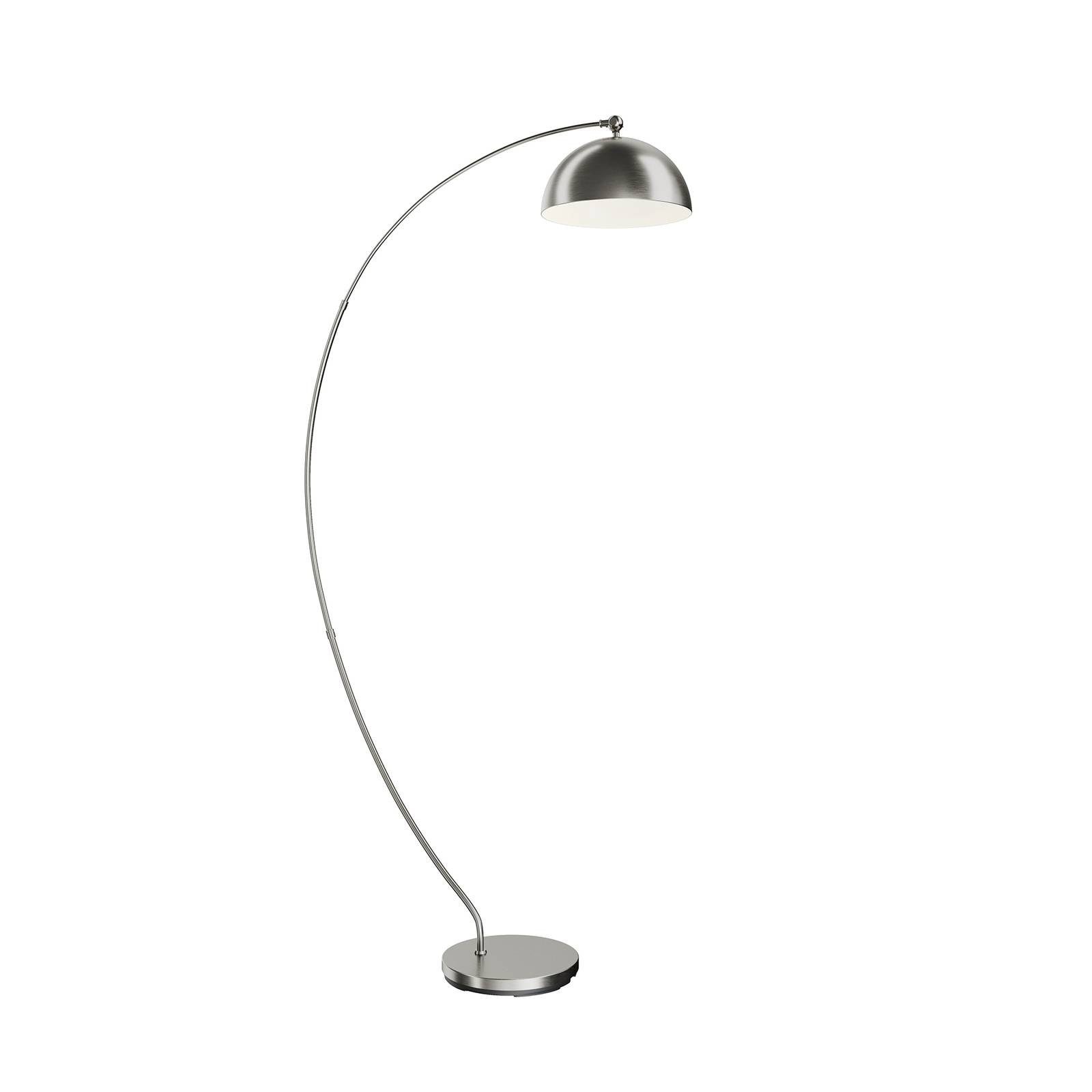 Lindby Bogenlampe Zara, dimmbar, LED-Leuchtmittel fest verbaut, warmweiß, Modern, Eisen, Aluminium, nickel matt, 1 flammig, inkl.