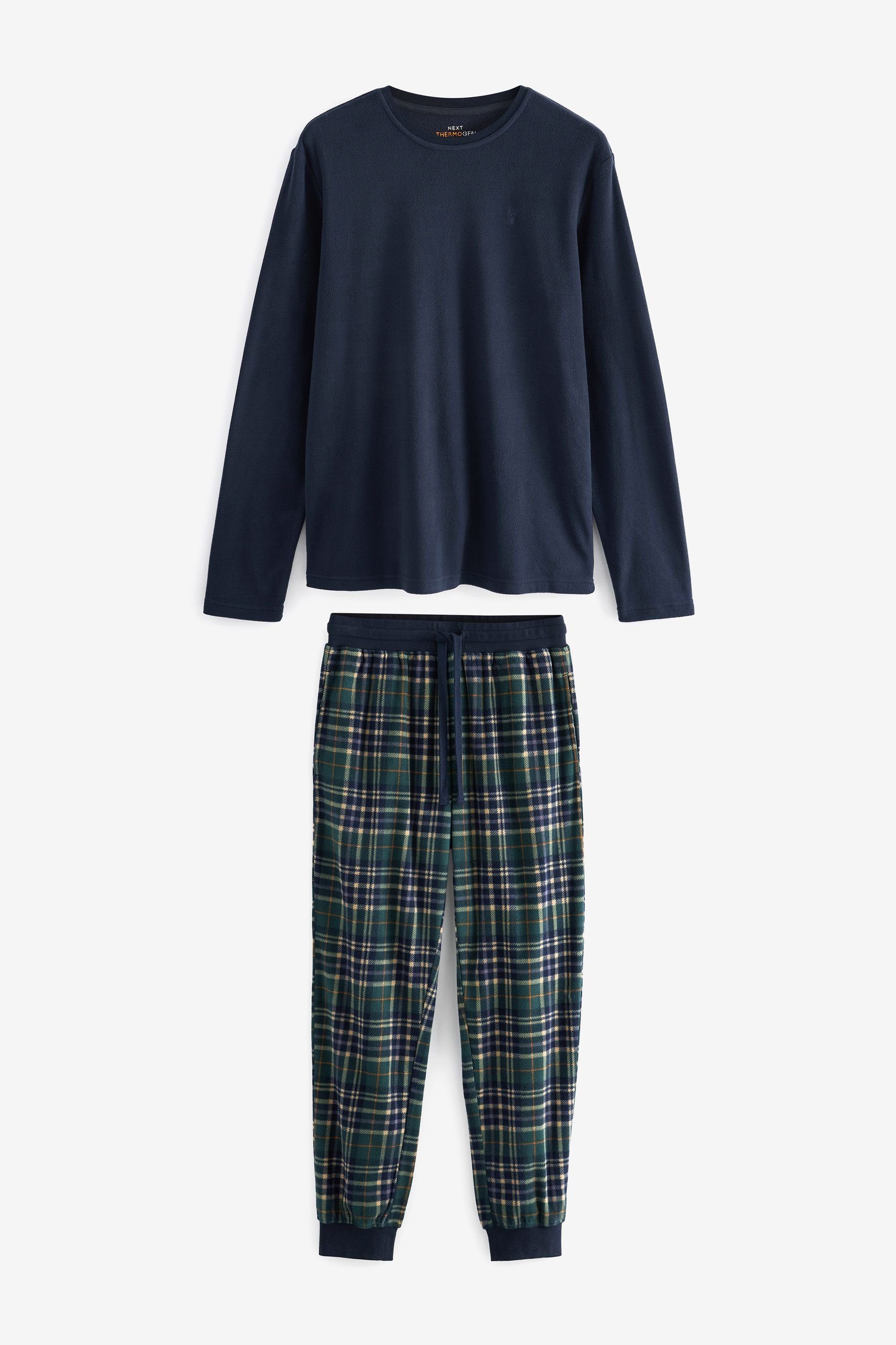 Next Pyjama Thermo-Schlafanzug (2 tlg) Black/Green Check