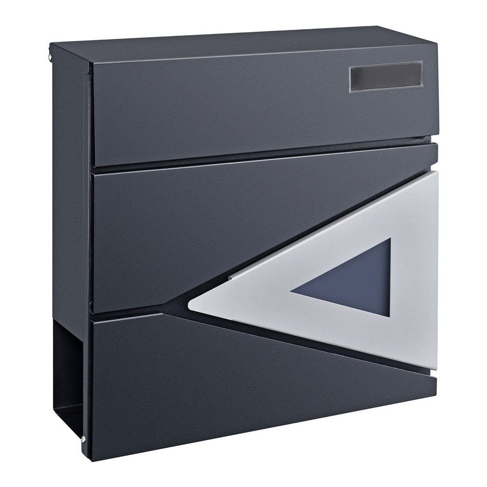 Jürgen Westerholt GmbH Wandbriefkasten Hausbriefkasten Zeitungsfach abschließbar Postkasten, mit Verschlussklappe, Namensschild, Zeitungsfach, 2 Schlüssel