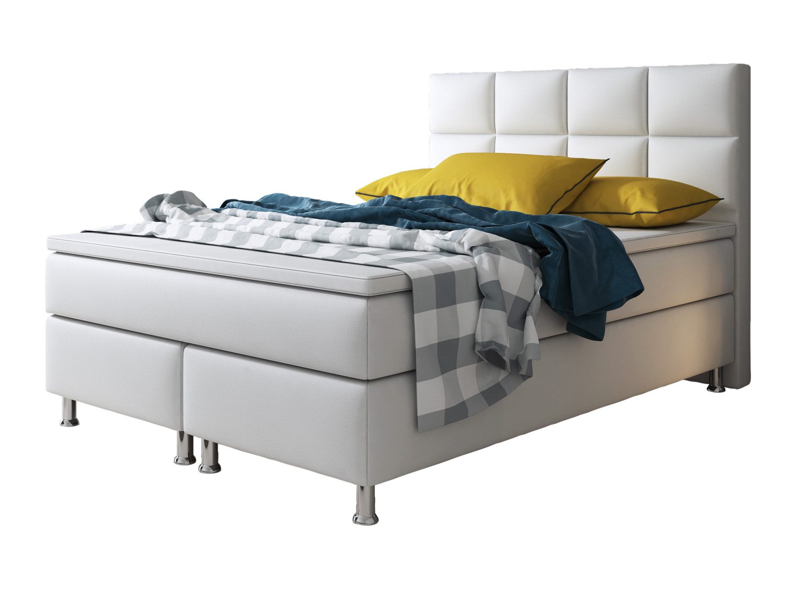 inter Boxspringbett Miami 140x200 cm inkl. Topper (inkl.Kopfteil mit Matratzen und Topper), SOFORT LIEFERBAR