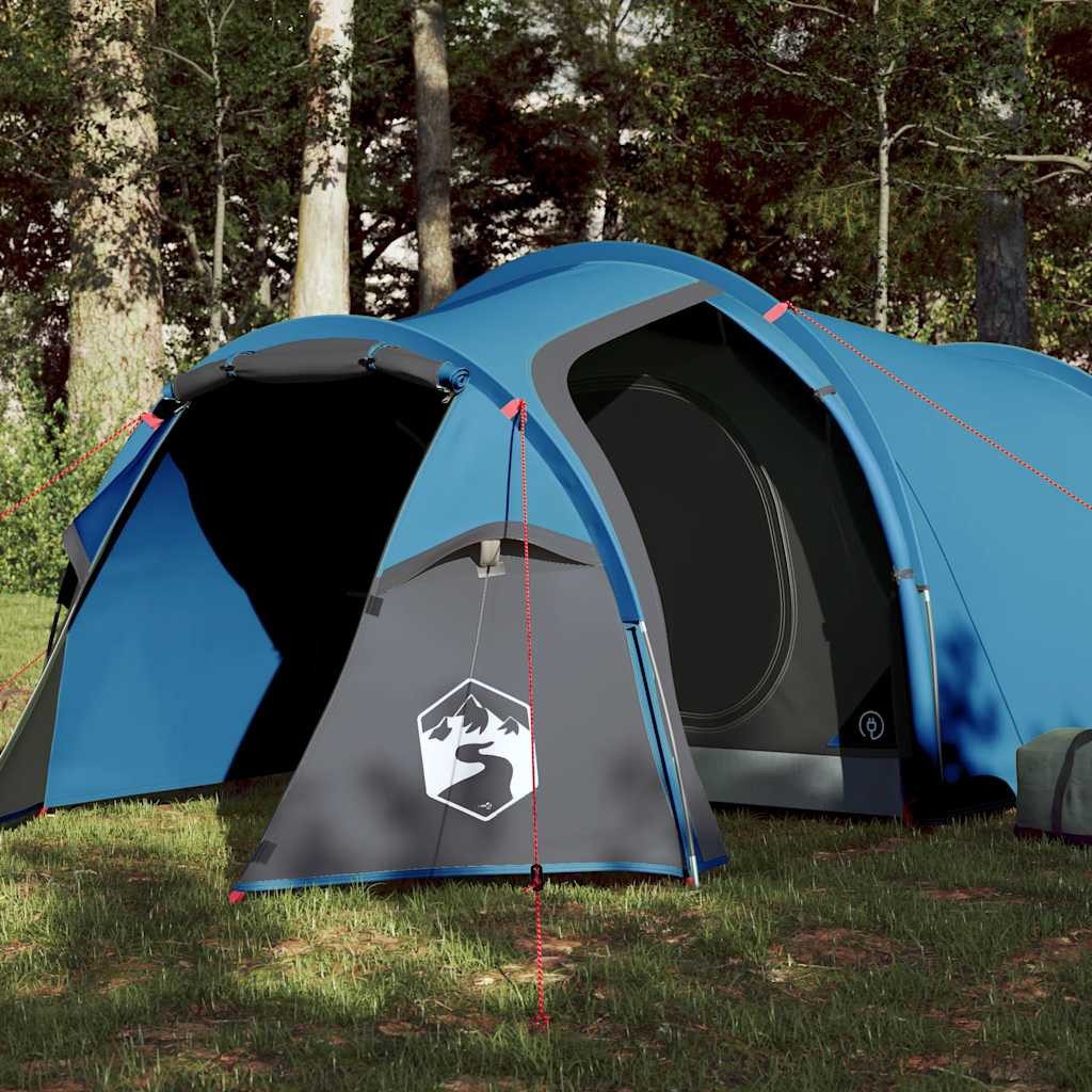 furnicato Faltzelt Camping Tunnelzelt 360x135x105 cm Blau, (1 tlg), Wetterfestes Campingzelt mit E-Anschluss und abnehmbarem Überzelt