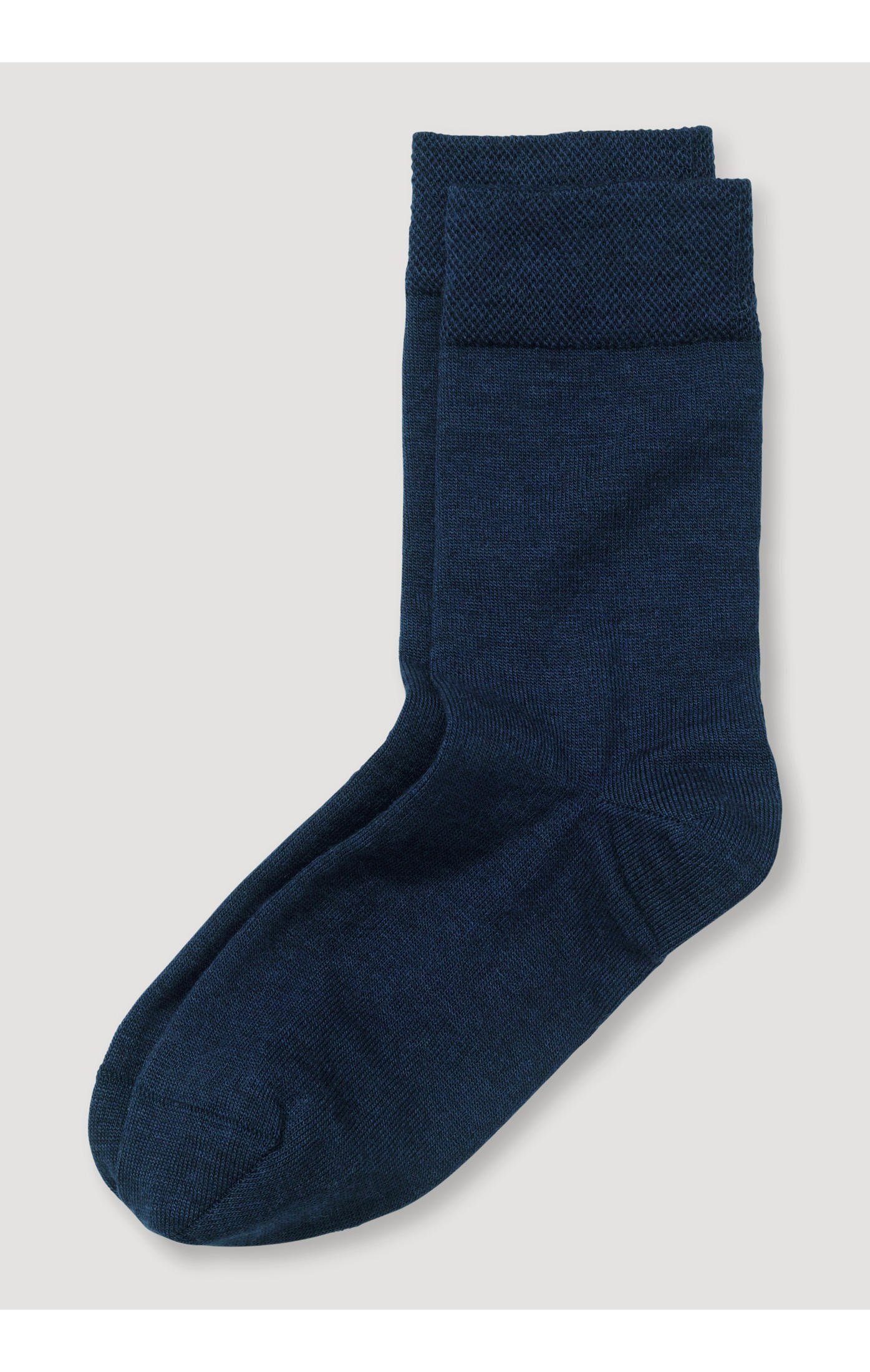aus (1-Paar) mit Bio-Baumwolle Hessnatur Schurwolle Socken marine