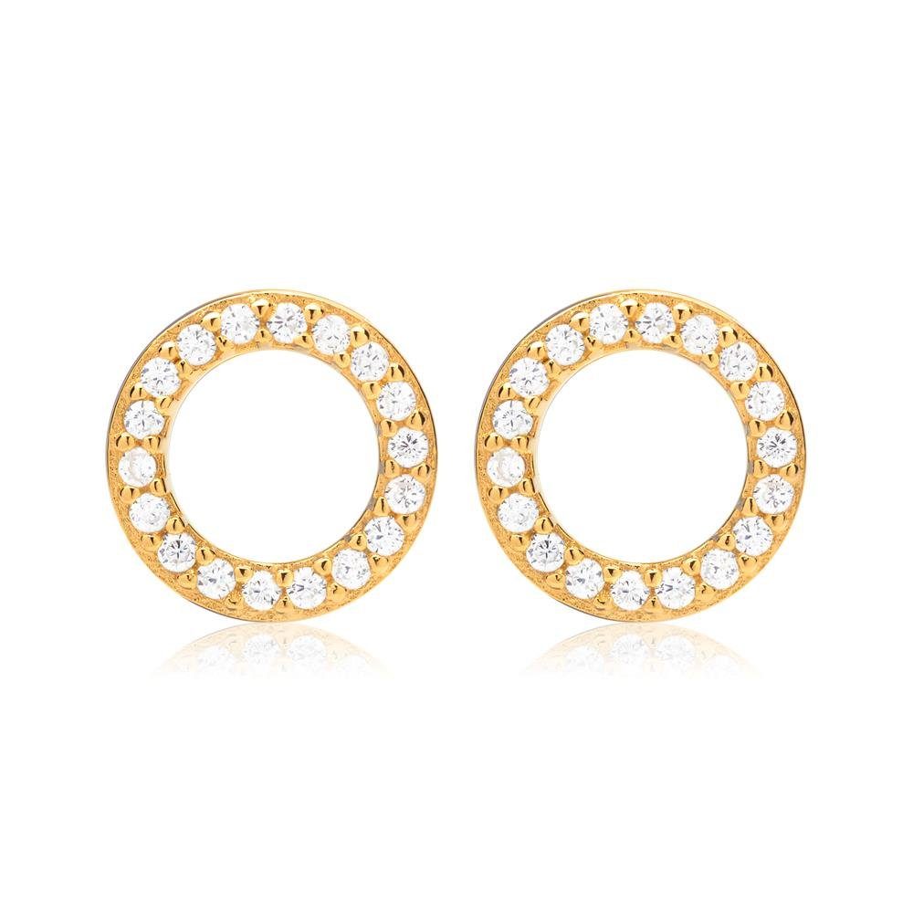 JEWLIX Paar Ohrstecker Ohrstecker Kreis Sterlingsilber vergoldet Zirkonia günstig online kaufen