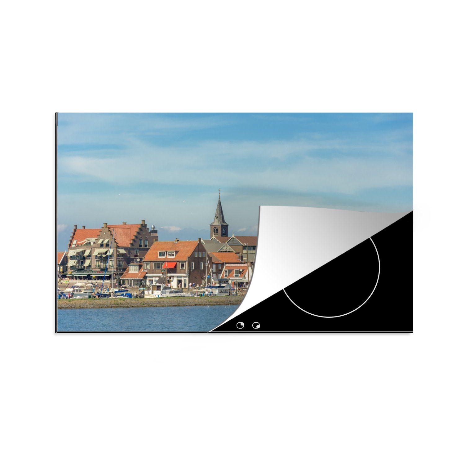 MuchoWow Herdblende-/Abdeckplatte Die Skyline von Volendam, Vinyl, (1 tlg), 81x52 cm, Induktionskochfeld Schutz für die küche, Ceranfeldabdeckung