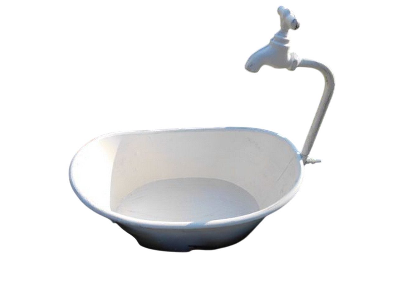 Deko-Impression Pflanzschale Wanne mit Deko-Wasserhahn Blumentopf Pflanzschale weiß 31 cm (1 St)